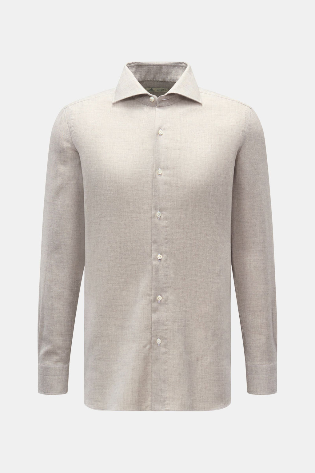 Borrelli Flannel shirt 'Ettore' shark collar - grey mottled