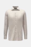 Borrelli Flannel shirt 'Ettore' shark collar - grey mottled