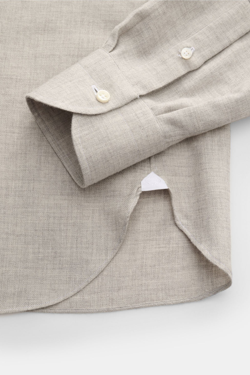Borrelli Flannel shirt 'Ettore' shark collar - grey mottled