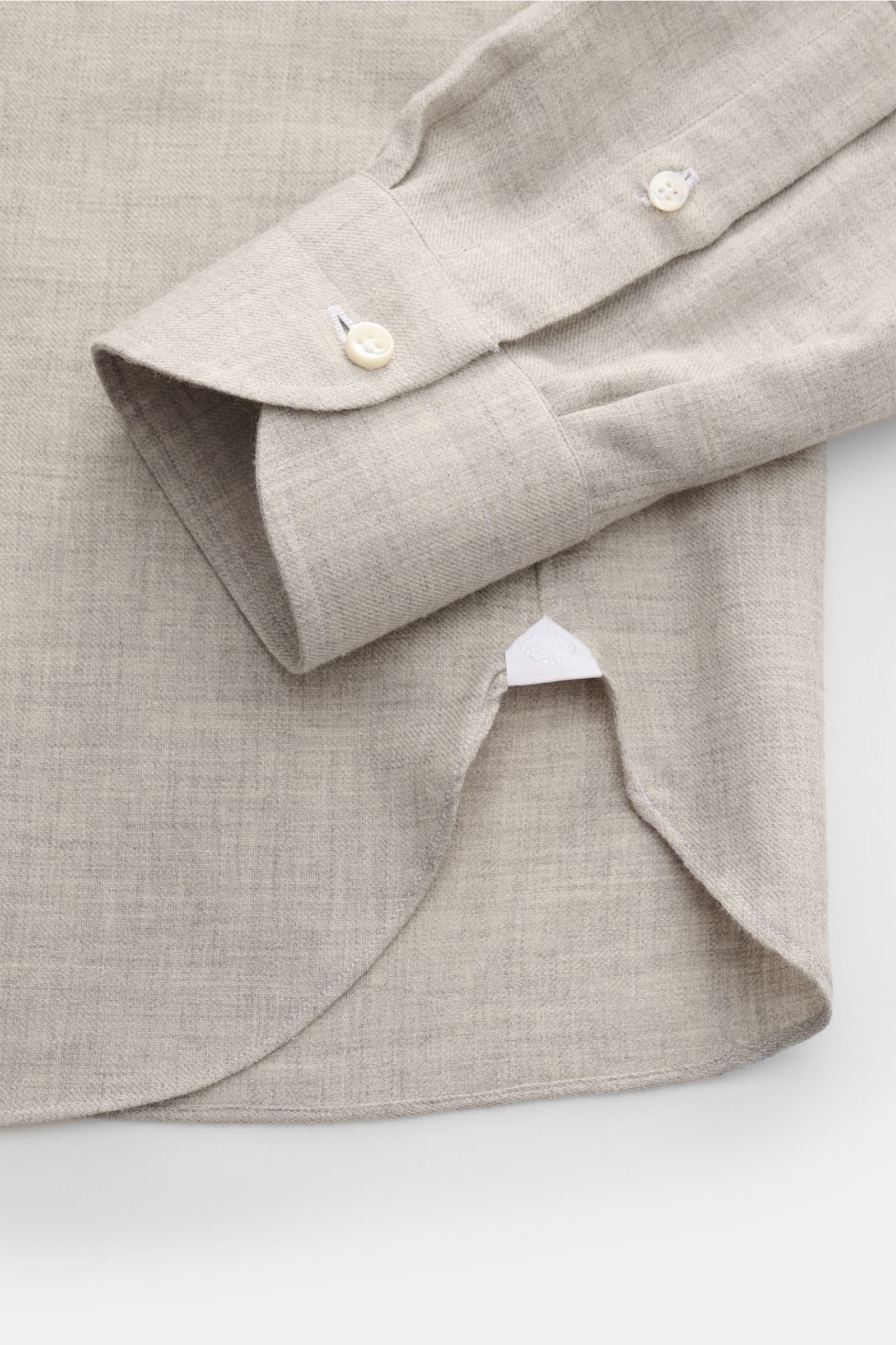 Borrelli Flannel shirt 'Ettore' shark collar - grey mottled