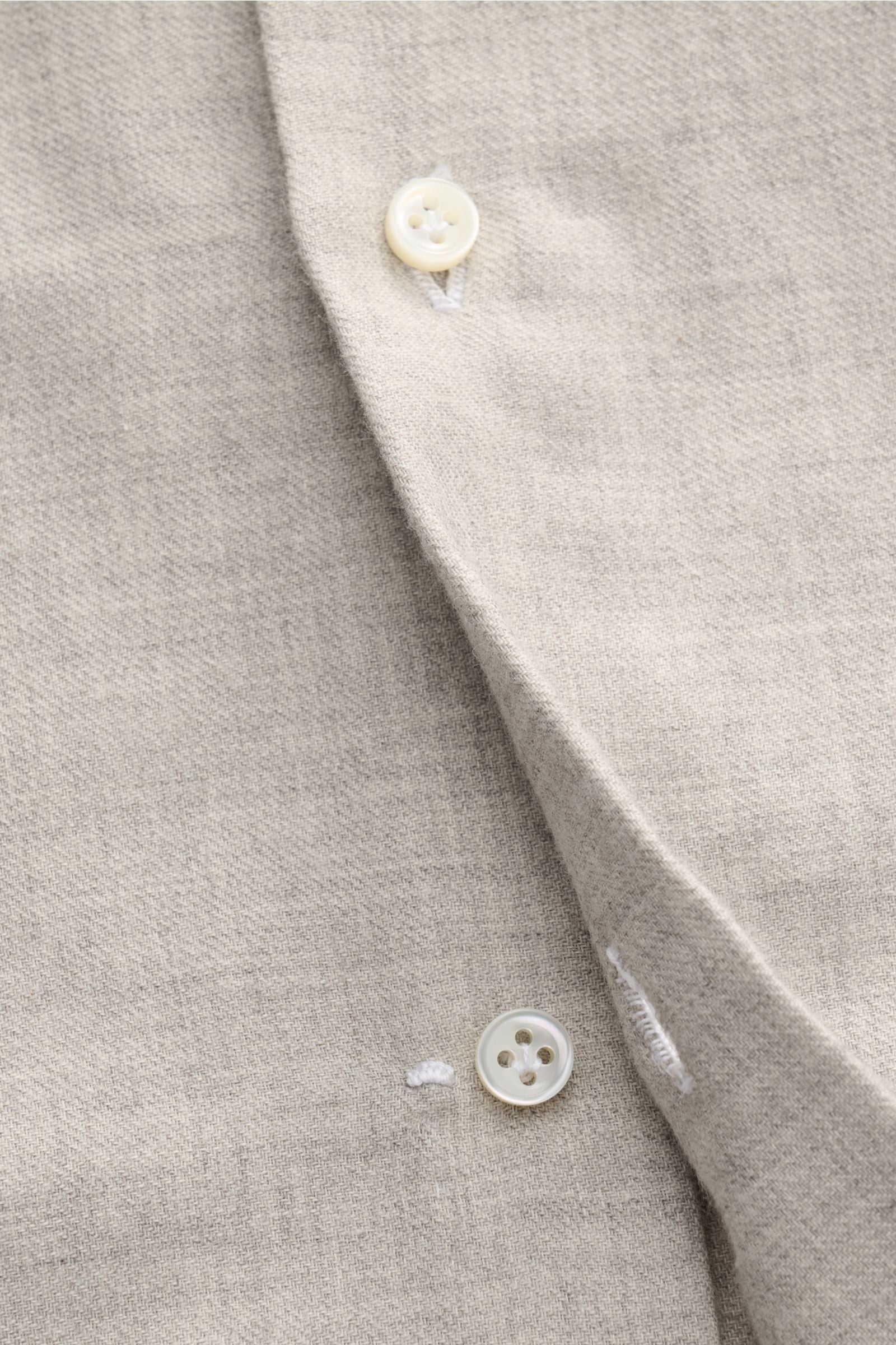 Borrelli Flannel shirt 'Ettore' shark collar - grey mottled