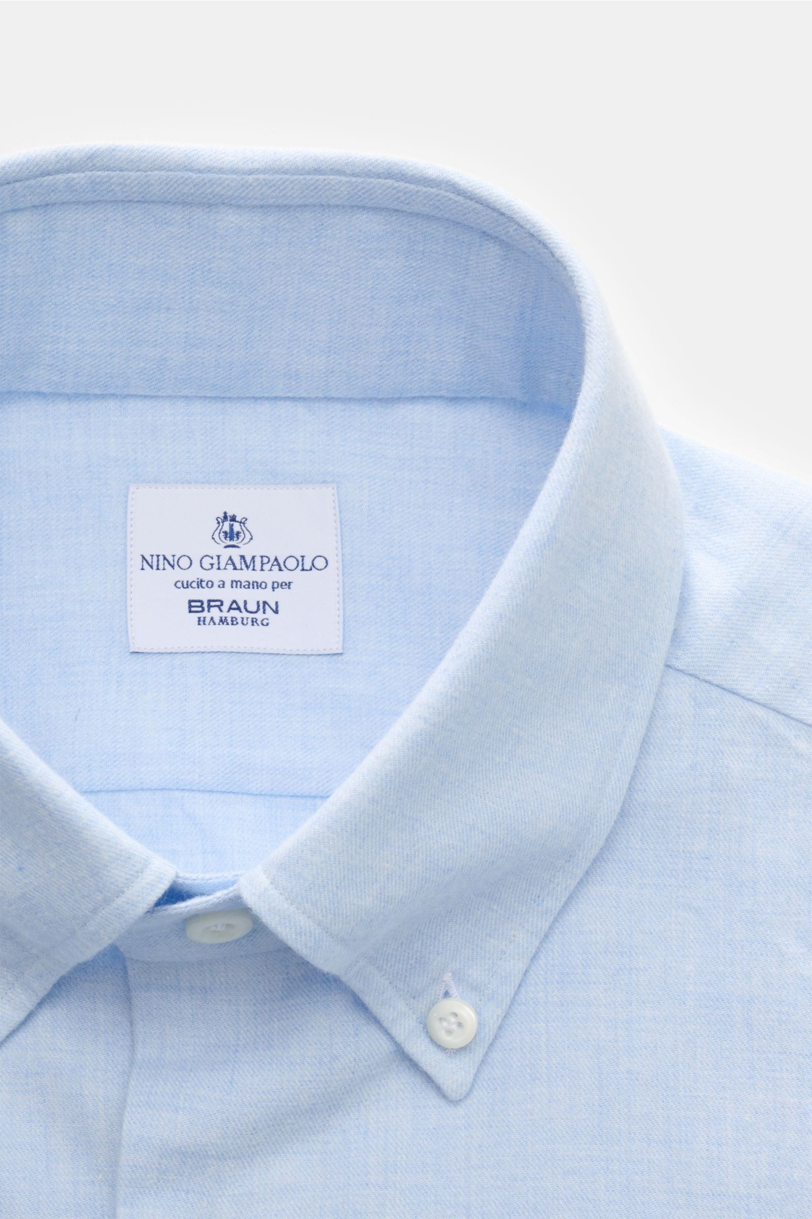 Giampaolo Flannel shirt button-down collar - Light blue