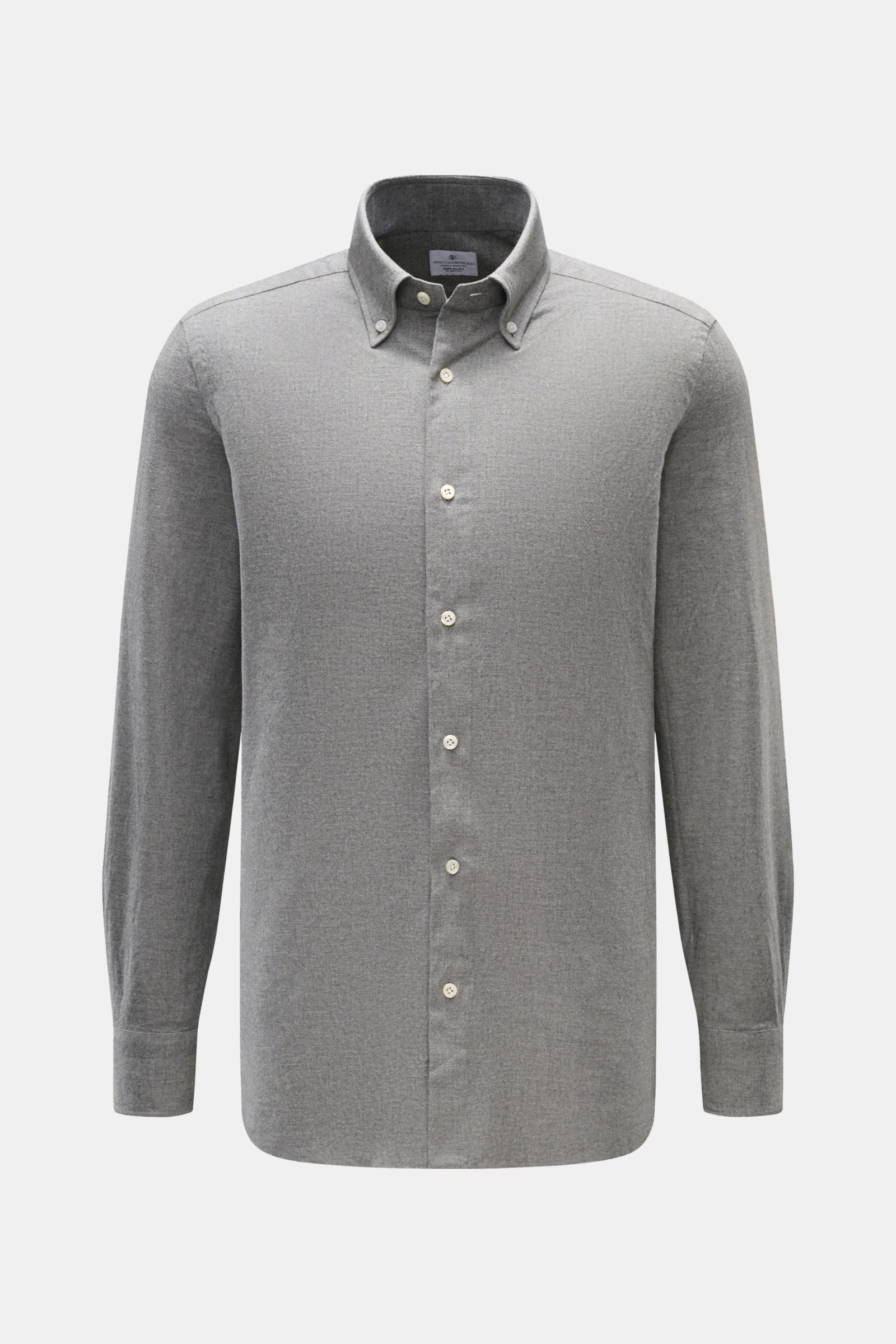 Giampaolo Flannel shirt button-down collar - Grey