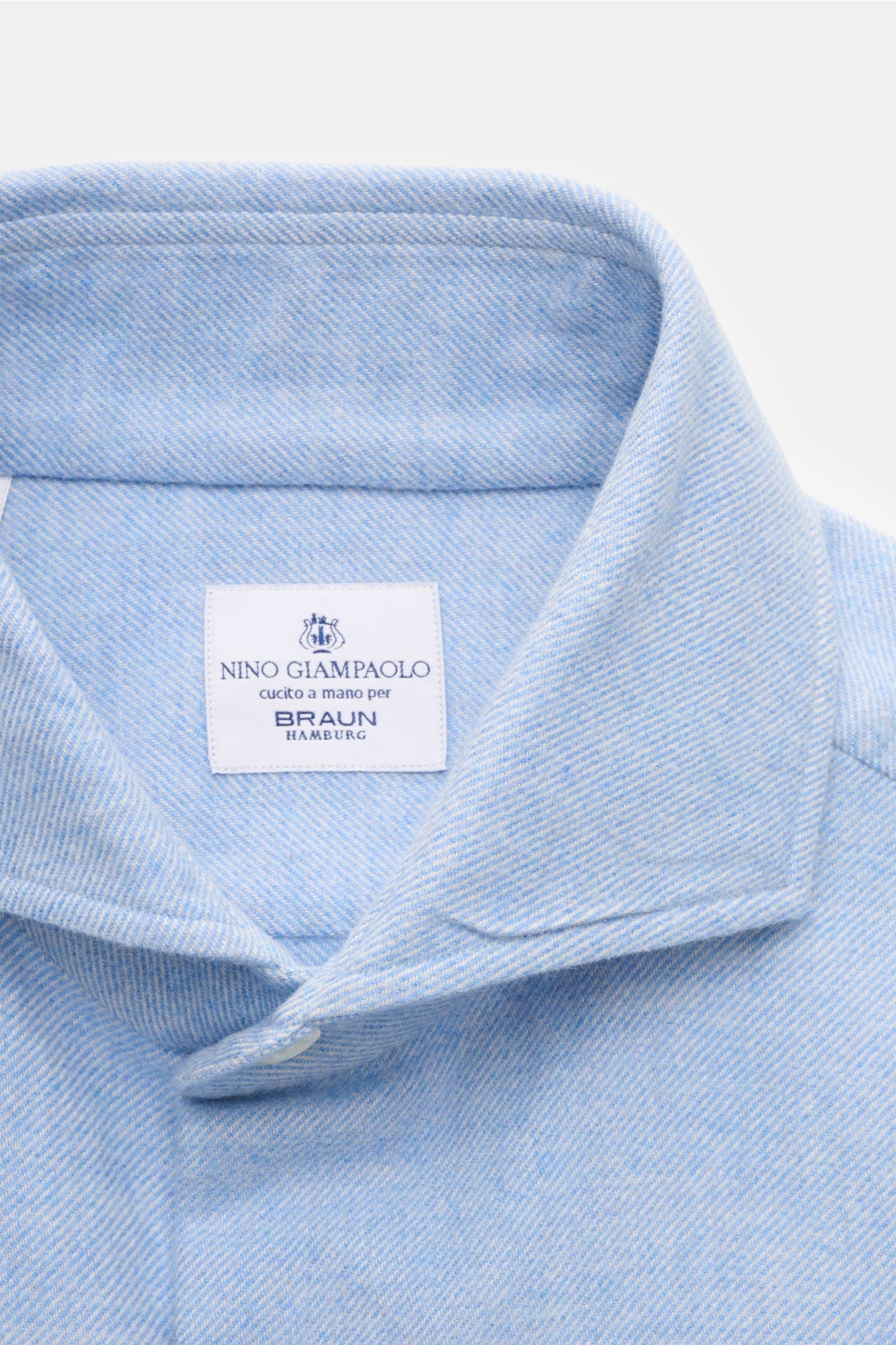 Giampaolo Flannel shirt shark collar light - Light blue