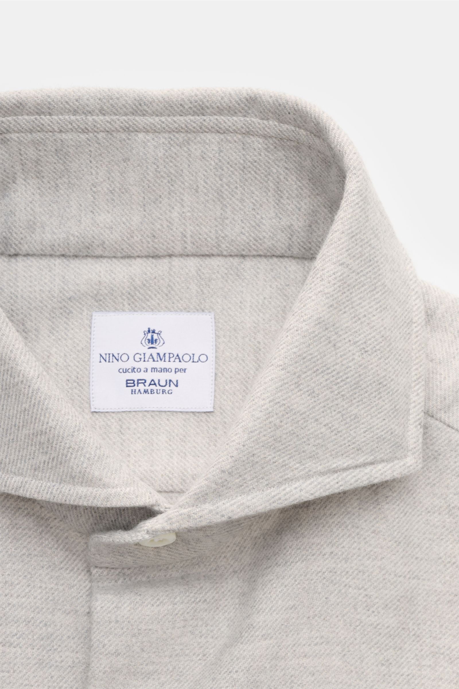 Giampaolo Flannel shirt shark collar light - Light grey