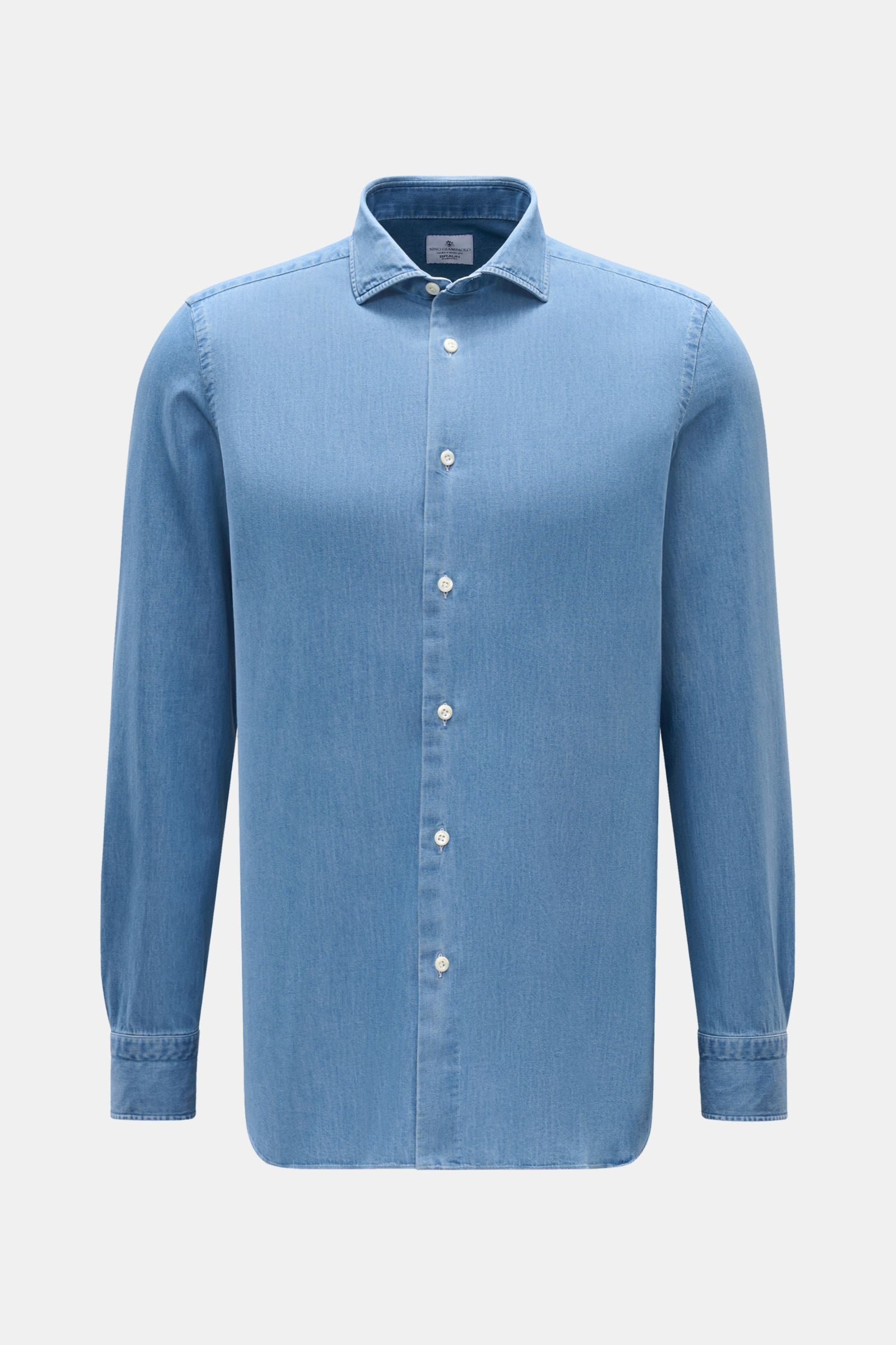Giampaolo Chambray shirt shark collar smoky - smoky blue
