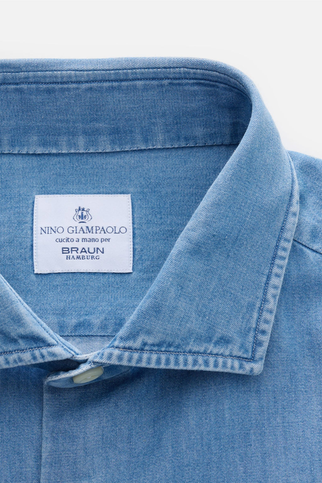 Giampaolo Chambray shirt shark collar smoky - smoky blue