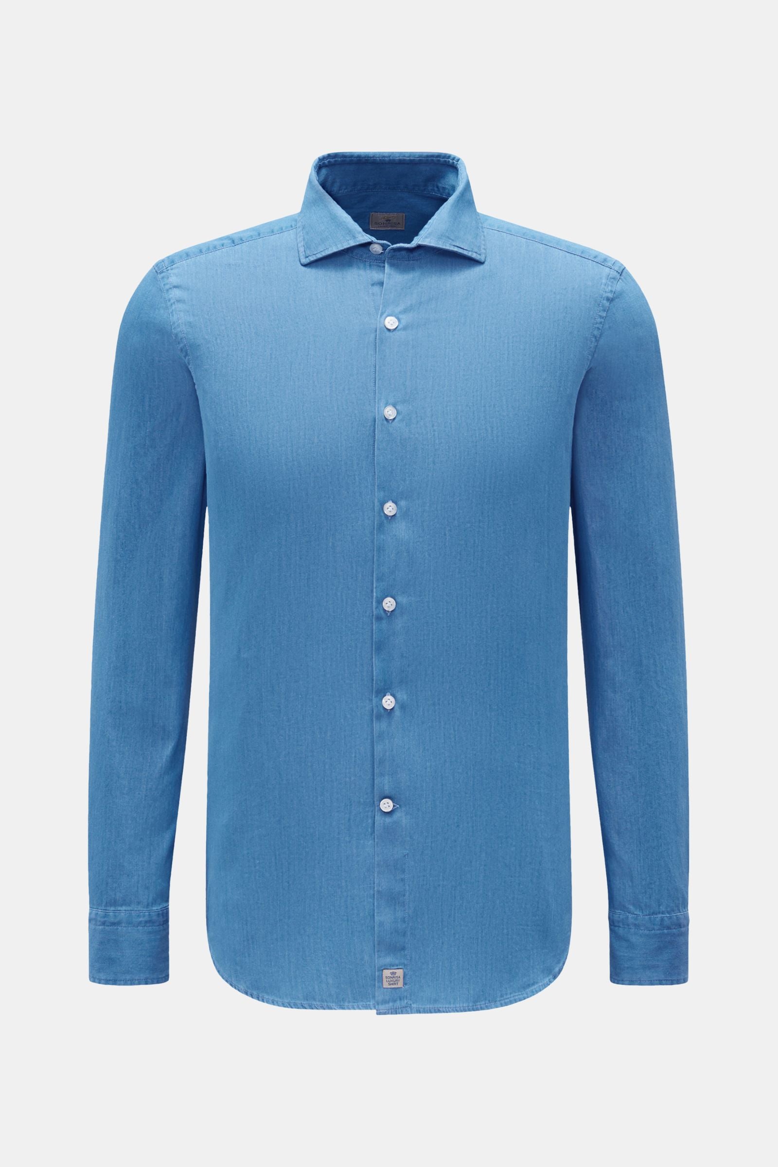 Sonrisa Chambray shirt shark collar - Smoky blue