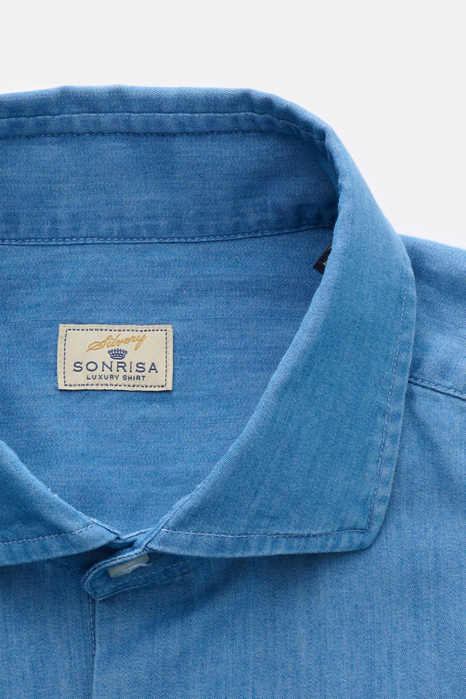 Sonrisa Chambray shirt shark collar - Smoky blue