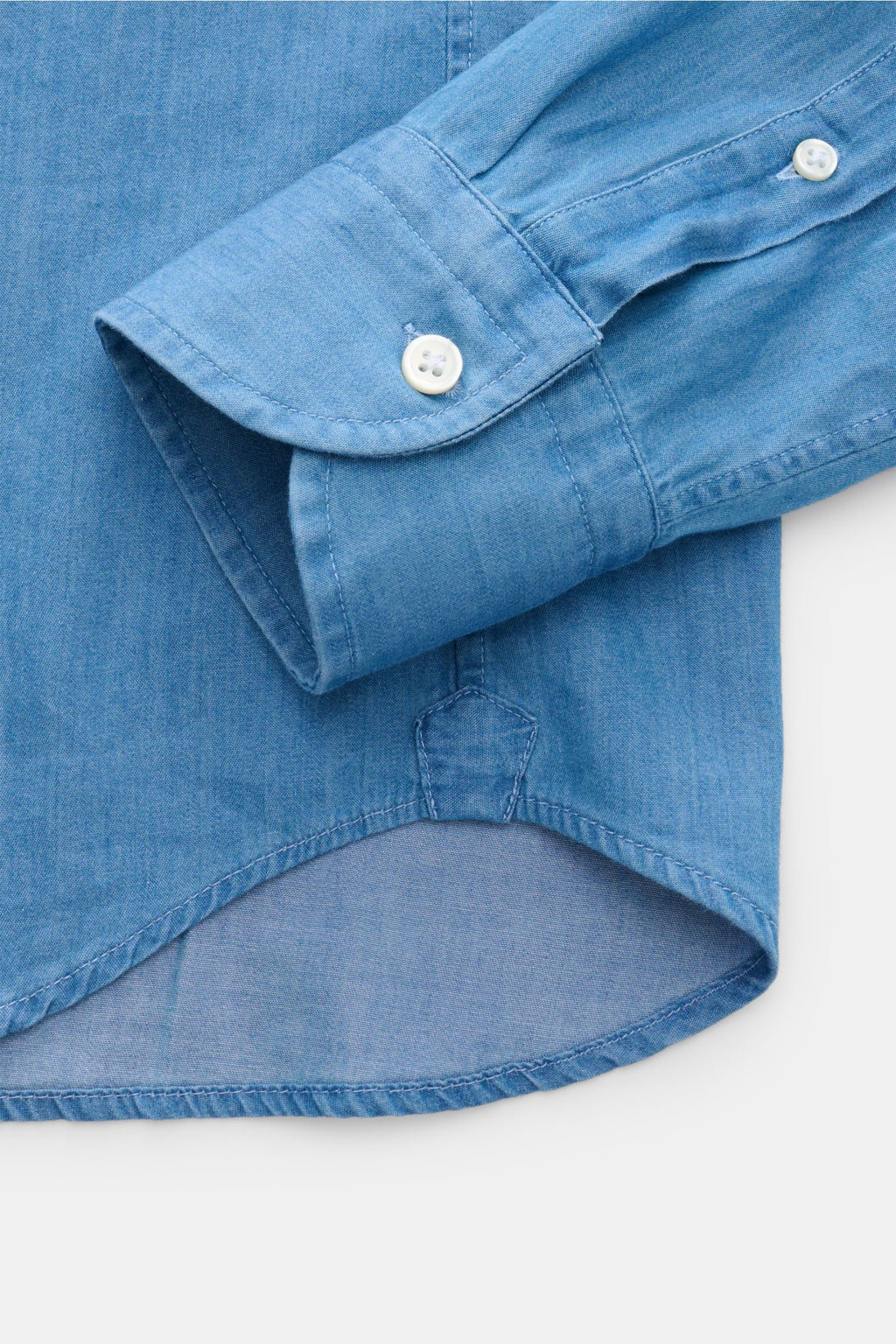Sonrisa Chambray shirt shark collar - Smoky blue