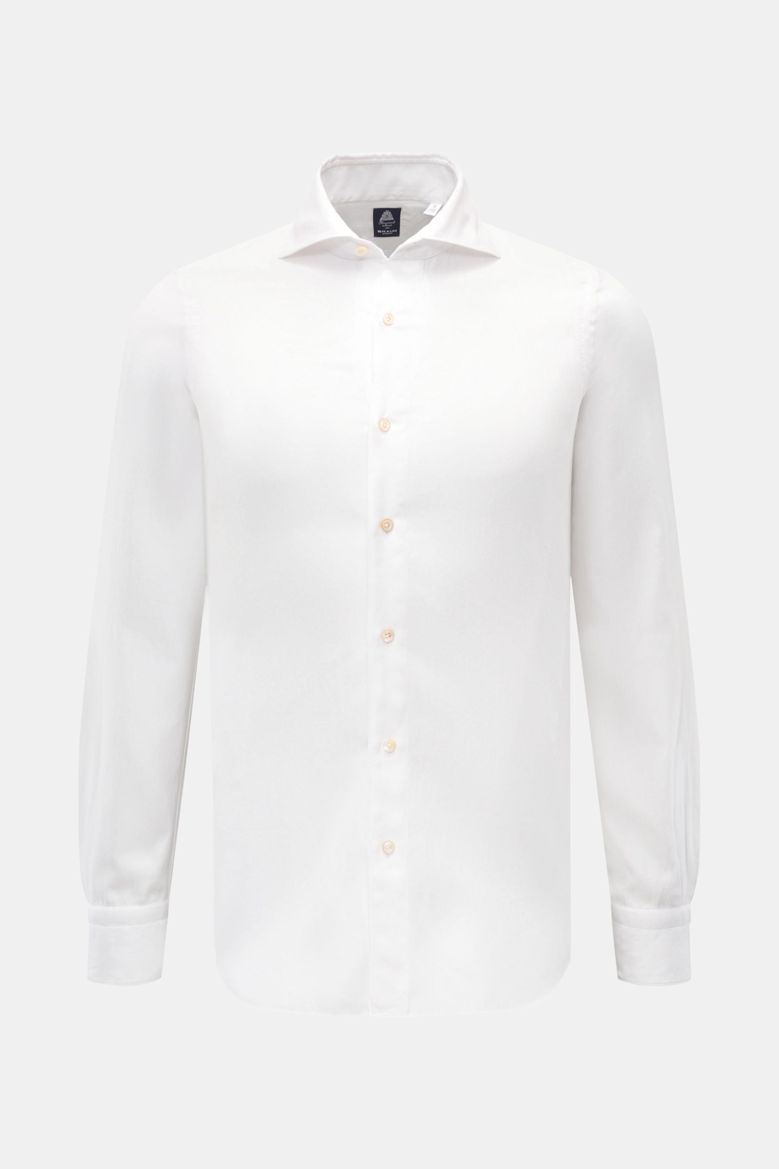 Finamore Flannel shirt 'Edoardo Gaeta' shark collar - off white
