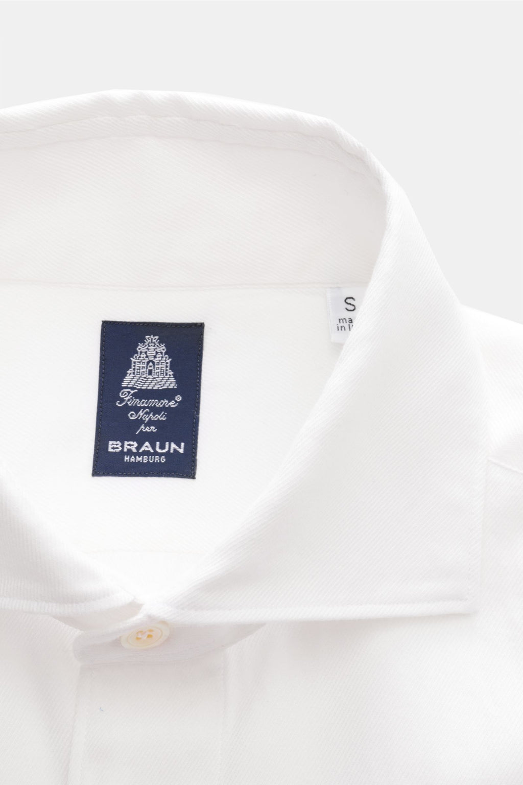 Finamore Flannel shirt 'Edoardo Gaeta' shark collar - off white