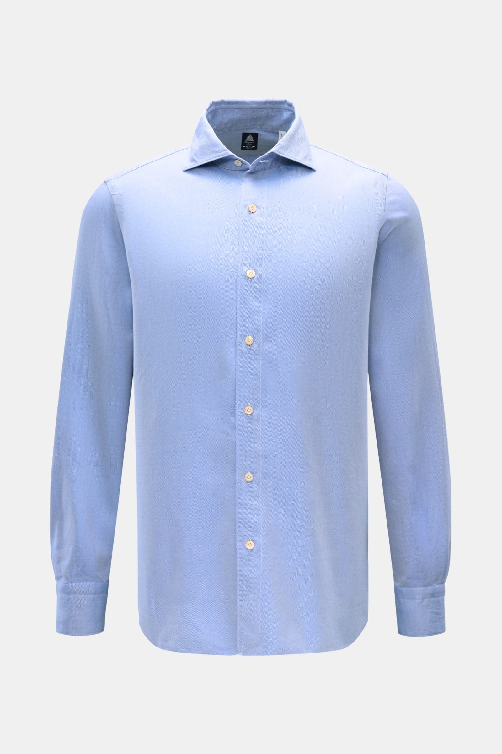 Finamore Flannel shirt 'Edoardo Gaeta' shark collar - Blue