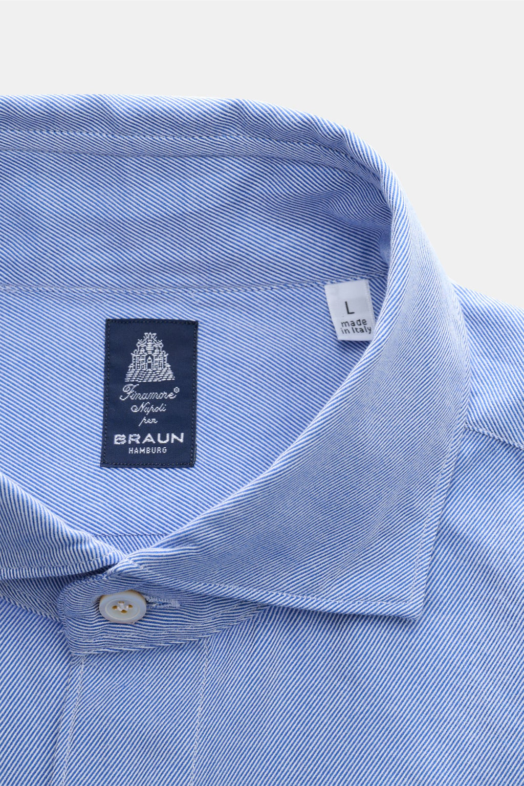 Finamore Flannel shirt 'Edoardo Gaeta' shark collar - Blue
