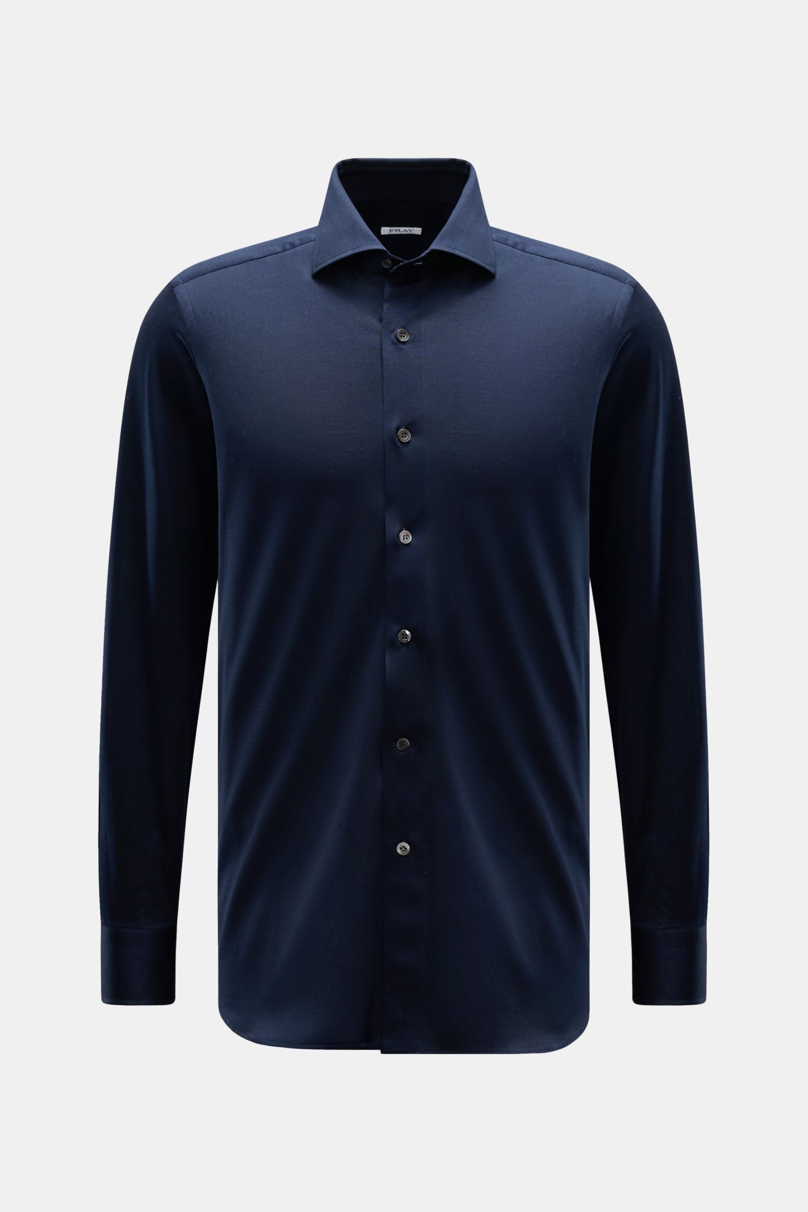 Fray Piqué shirt shark collar 'Lione Cucitura' - Navy
