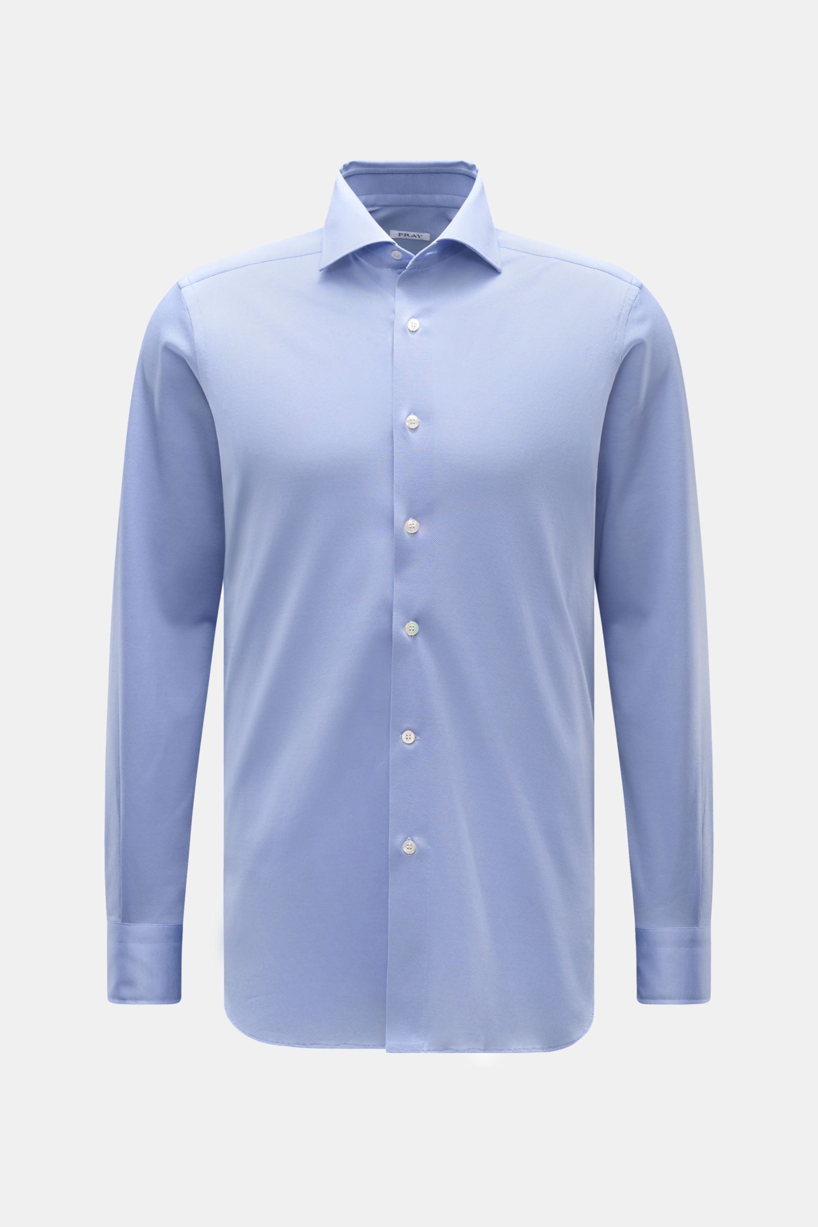Fray Piqué shirt shark collar 'Lione Cucitura' - Light blue