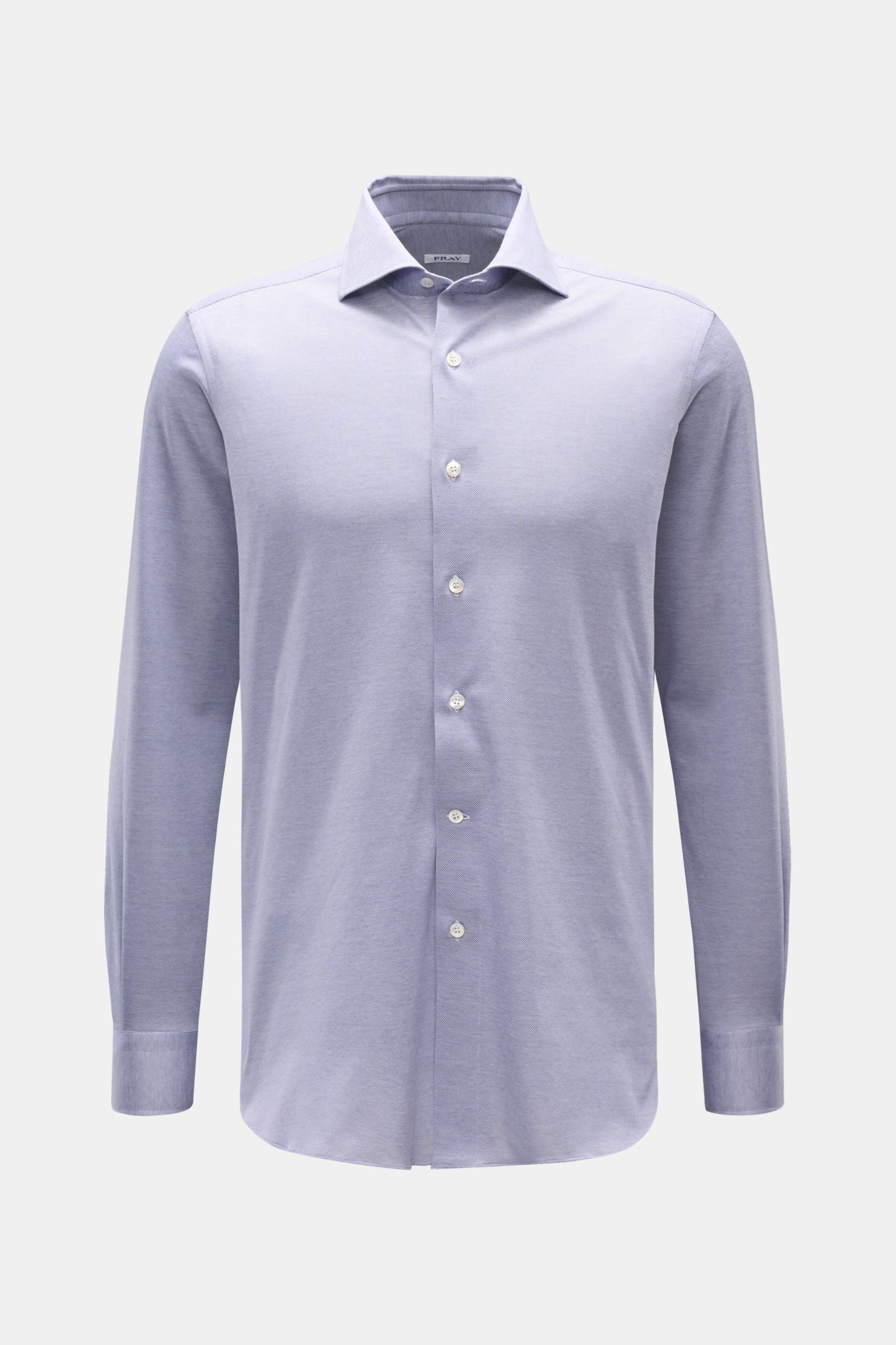 Fray Piqué shirt shark collar 'Lione Cucitura' - Grey blue