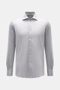 Fray Piqué shirt shark collar 'Lione Cucitura' - grey mottled