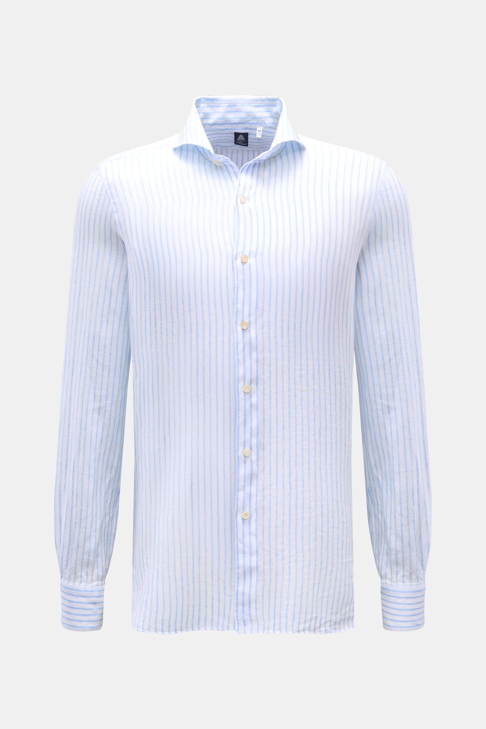 Finamore Linen shirt 'Sergio Gaeta' shark collar - striped