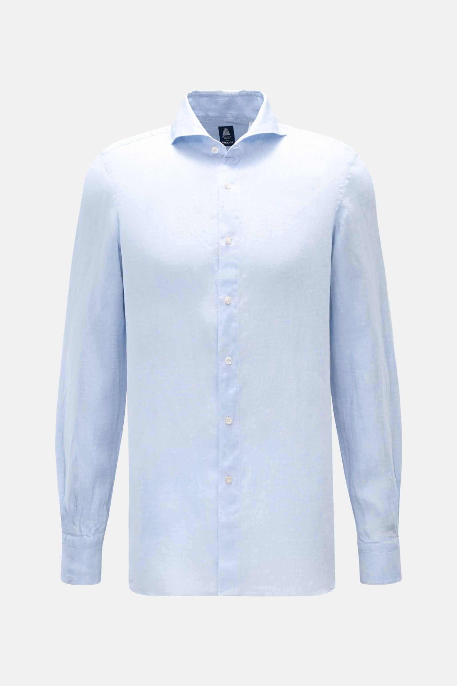 Finamore Linen shirt 'Sergio Gaeta' shark collar - light blue