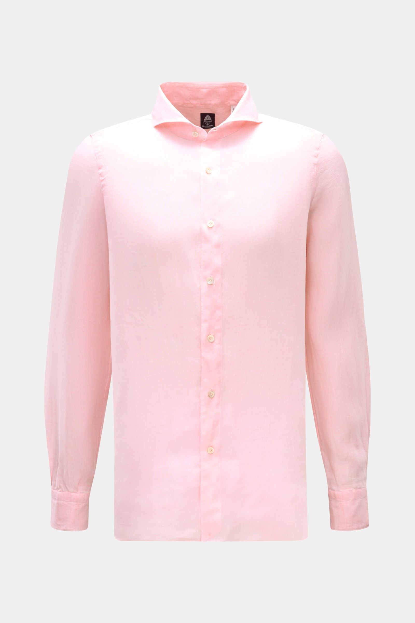 Finamore Linen shirt 'Sergio Gaeta' shark collar - Rose