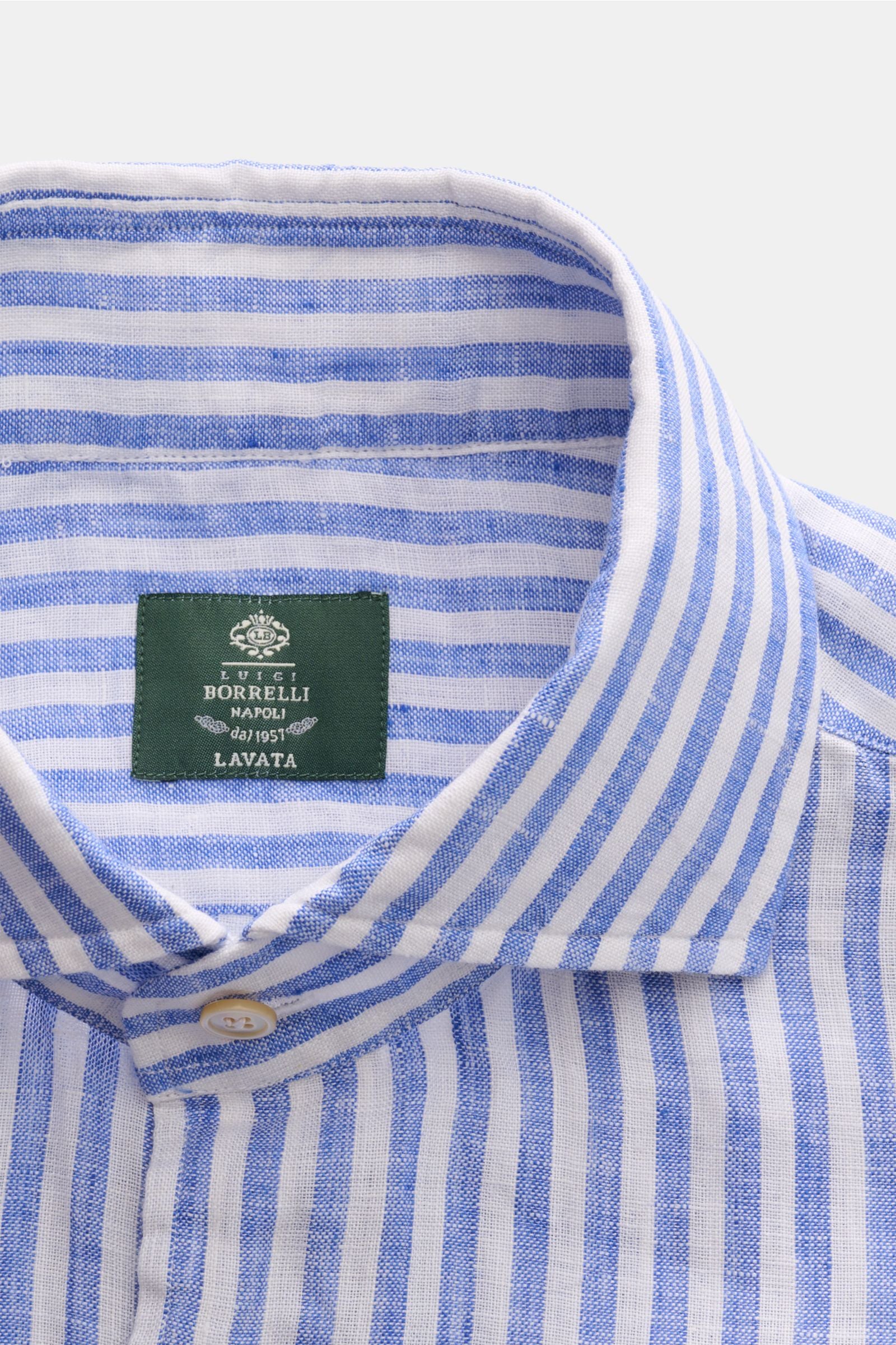 Borrelli Linen shirt 'Ettore' shark collar - striped 4