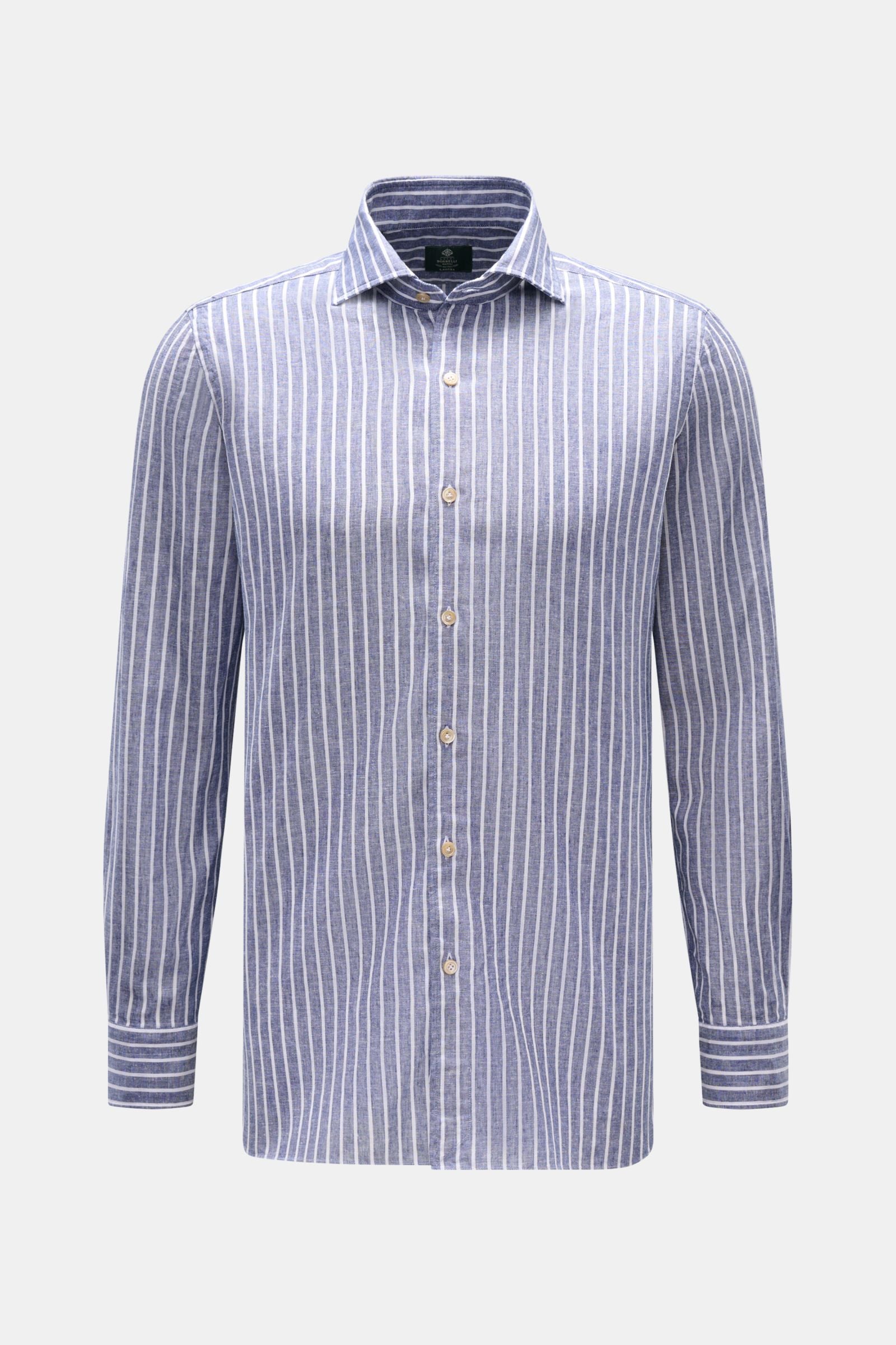 Borrelli Linen shirt 'Ettore' shark collar - striped