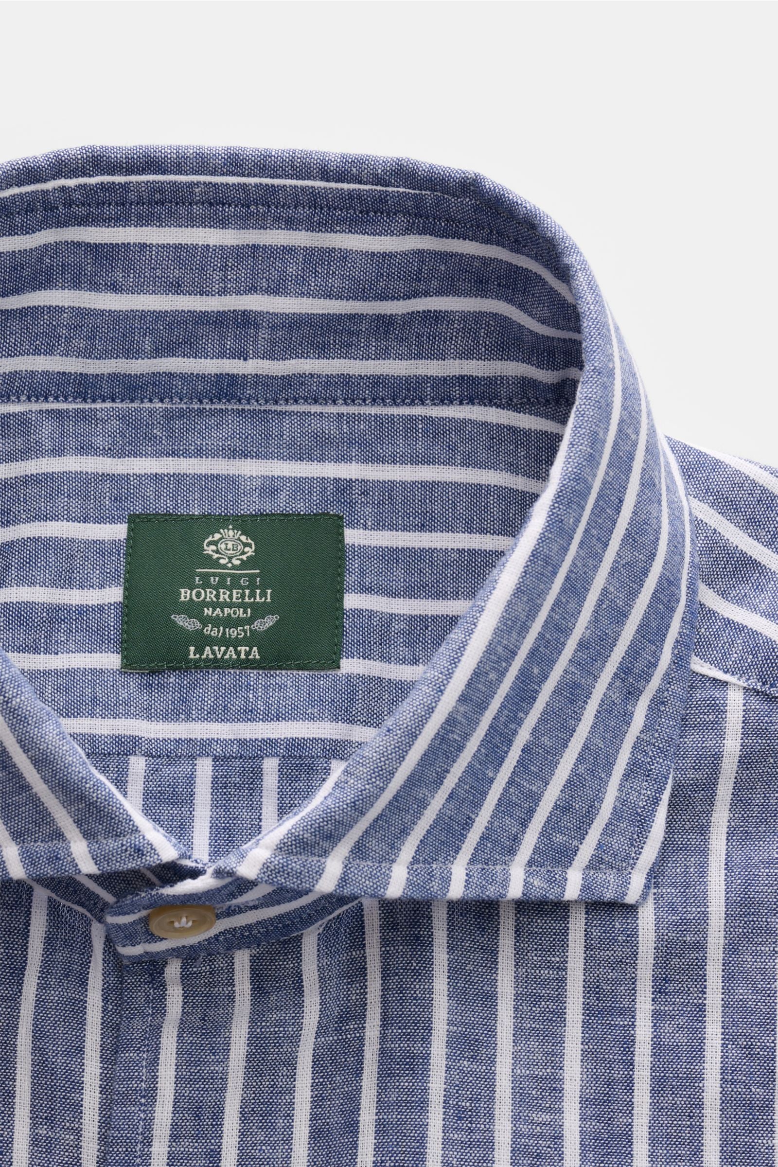 Borrelli Linen shirt 'Ettore' shark collar - striped