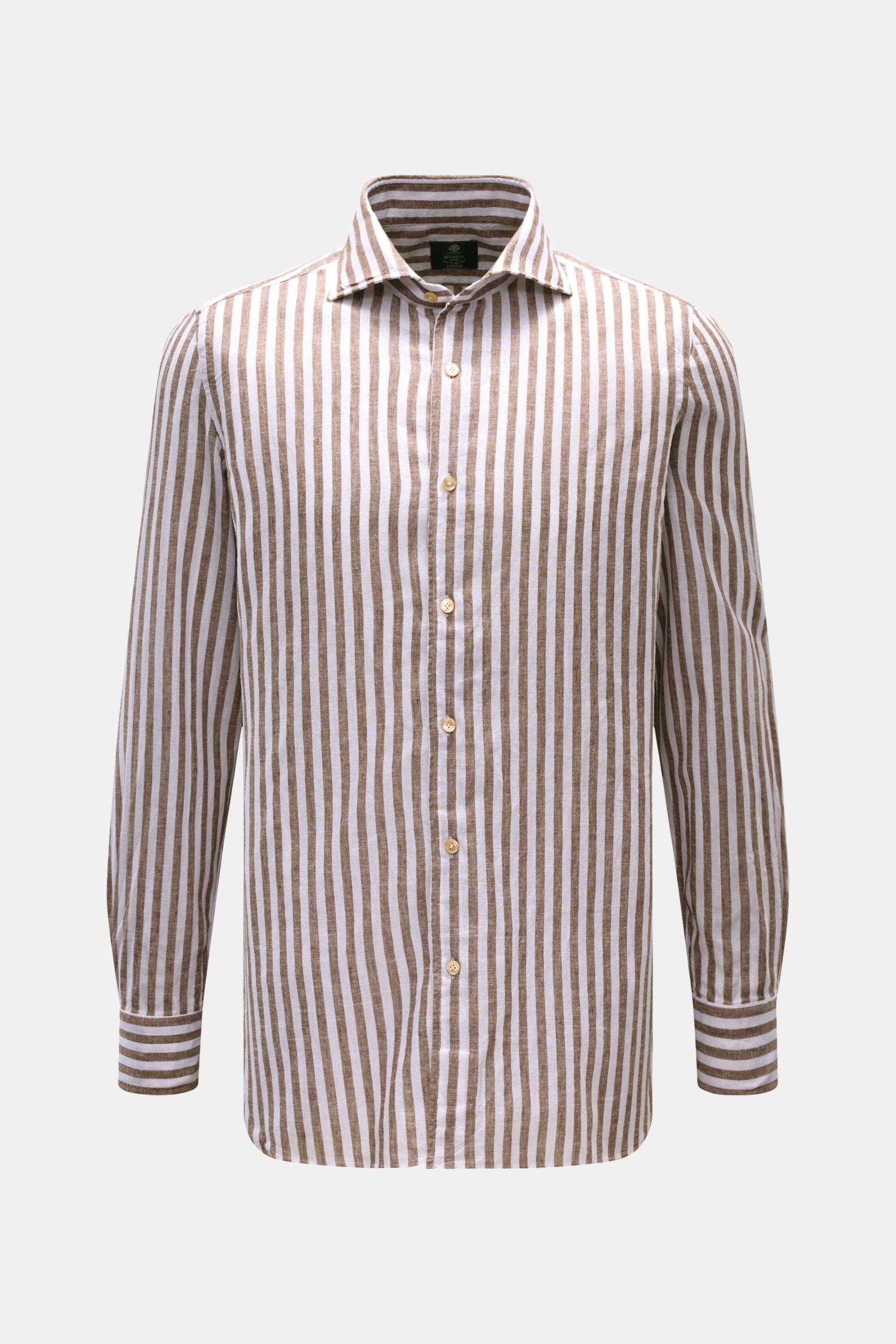 Borrelli Linen shirt 'Ettore' shark collar - striped 2