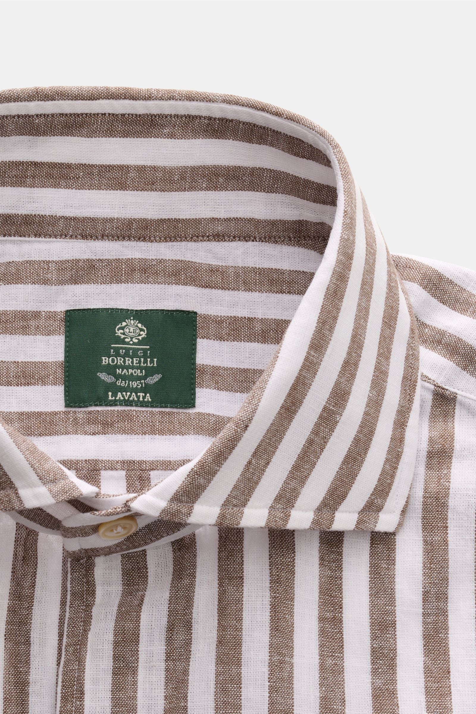 Borrelli Linen shirt 'Ettore' shark collar - striped 2