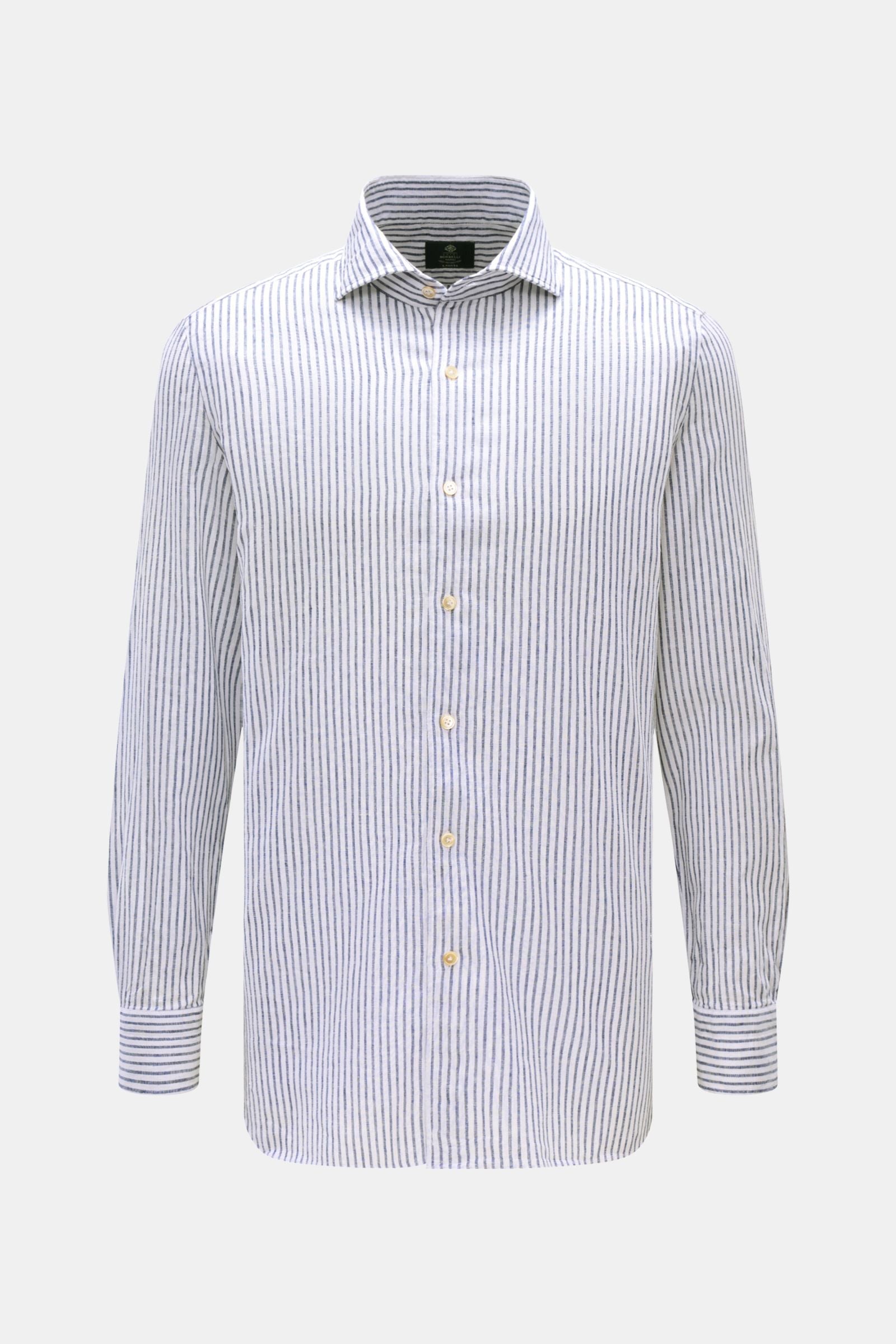 Borrelli Linen shirt 'Ettore' shark collar - striped 3