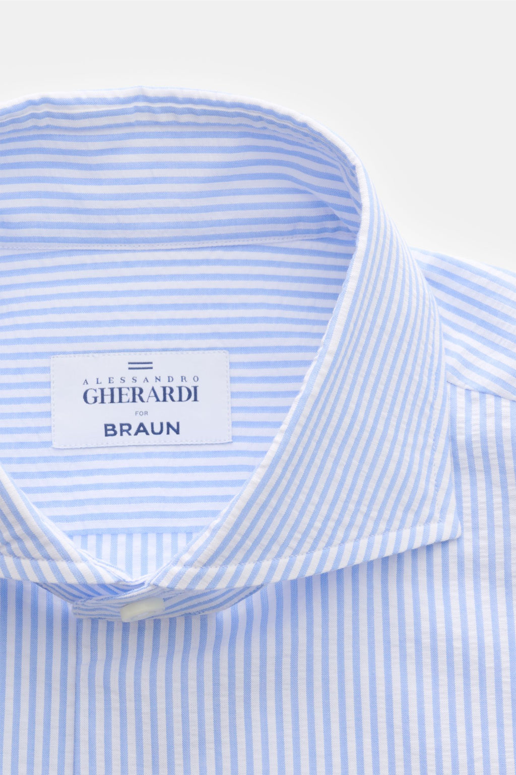 Gherardi Seersucker casual shirt shark collar - Light blue
