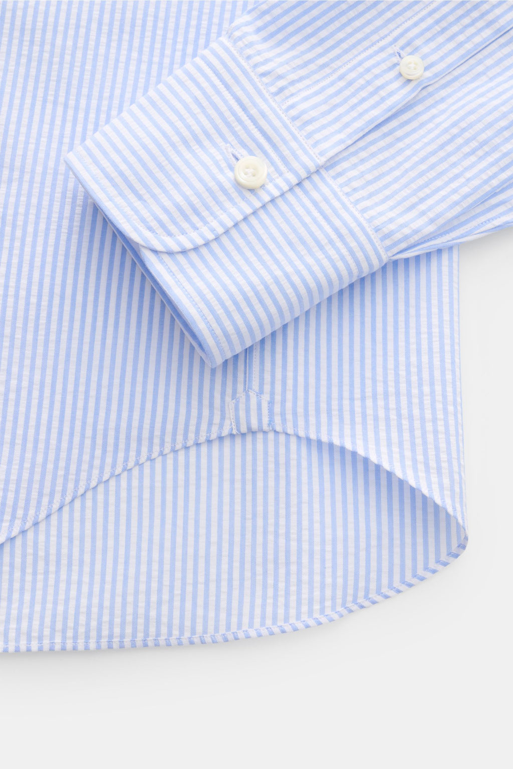 Gherardi Seersucker casual shirt shark collar - Light blue