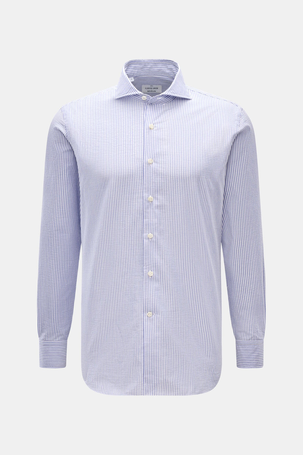 Gherardi Seersucker casual shirt shark collar - Dark blue
