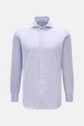 Gherardi Seersucker casual shirt shark collar - Dark blue