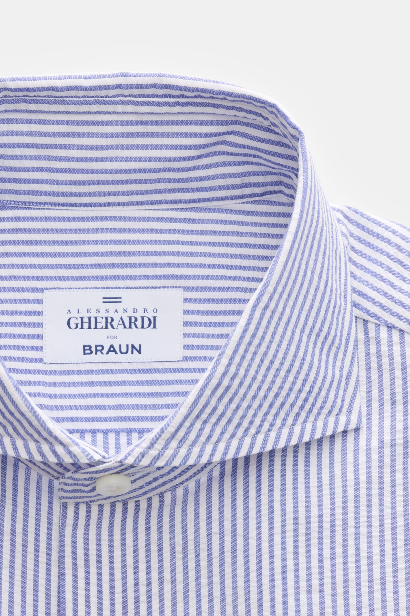 Gherardi Seersucker casual shirt shark collar - Dark blue