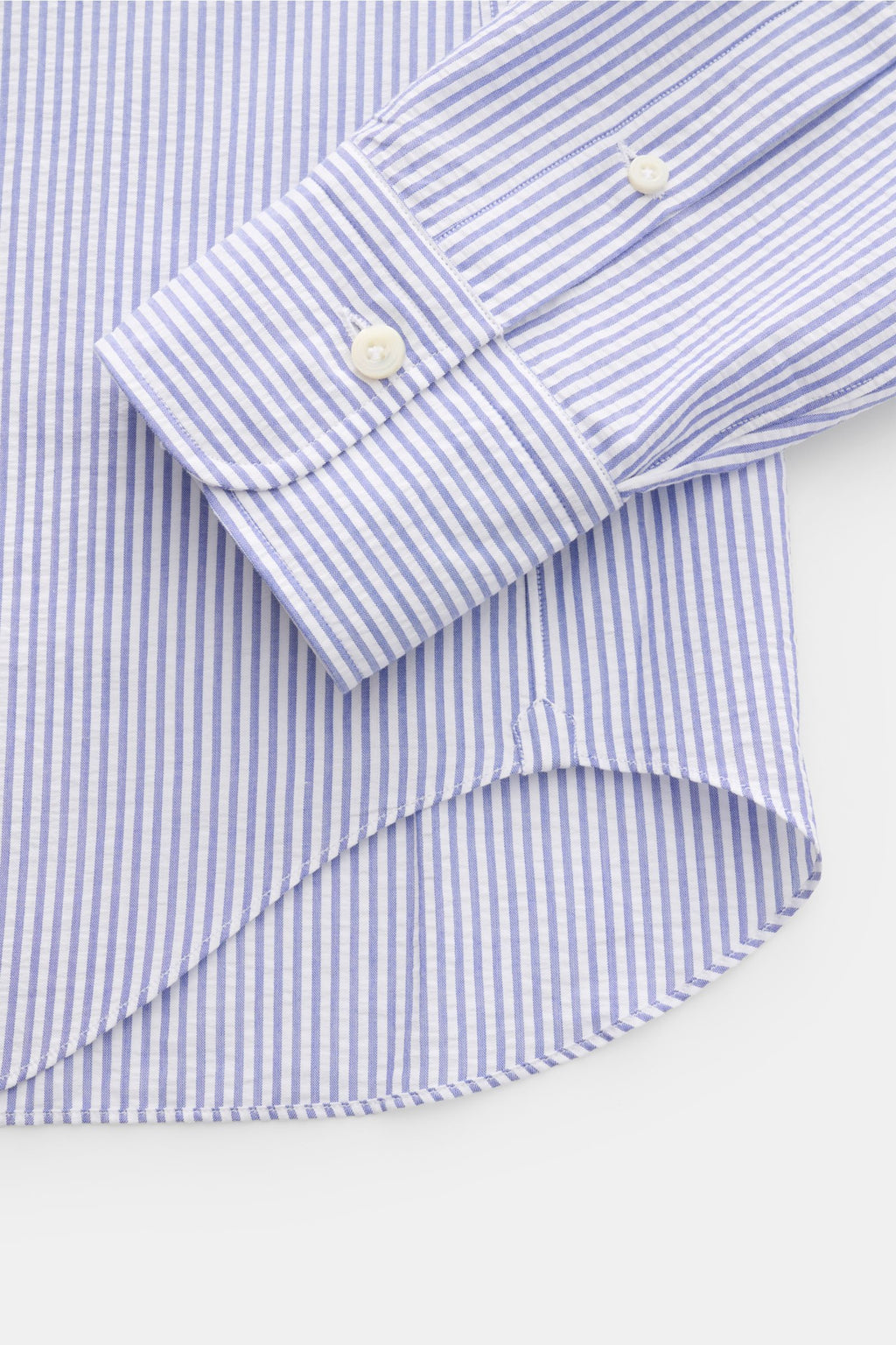 Gherardi Seersucker casual shirt shark collar - Dark blue