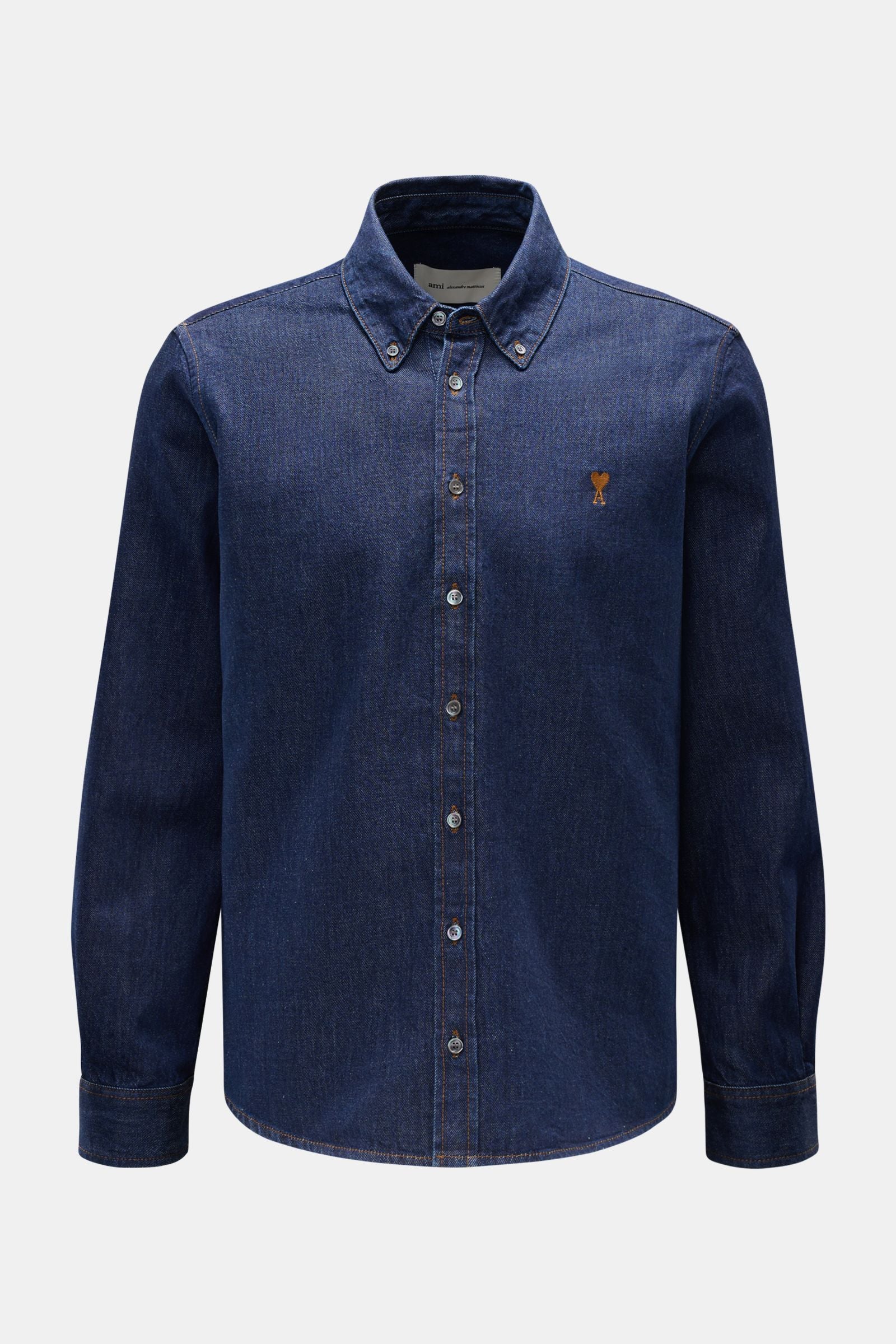 Ami Paris Denim shirt button-down collar - navy
