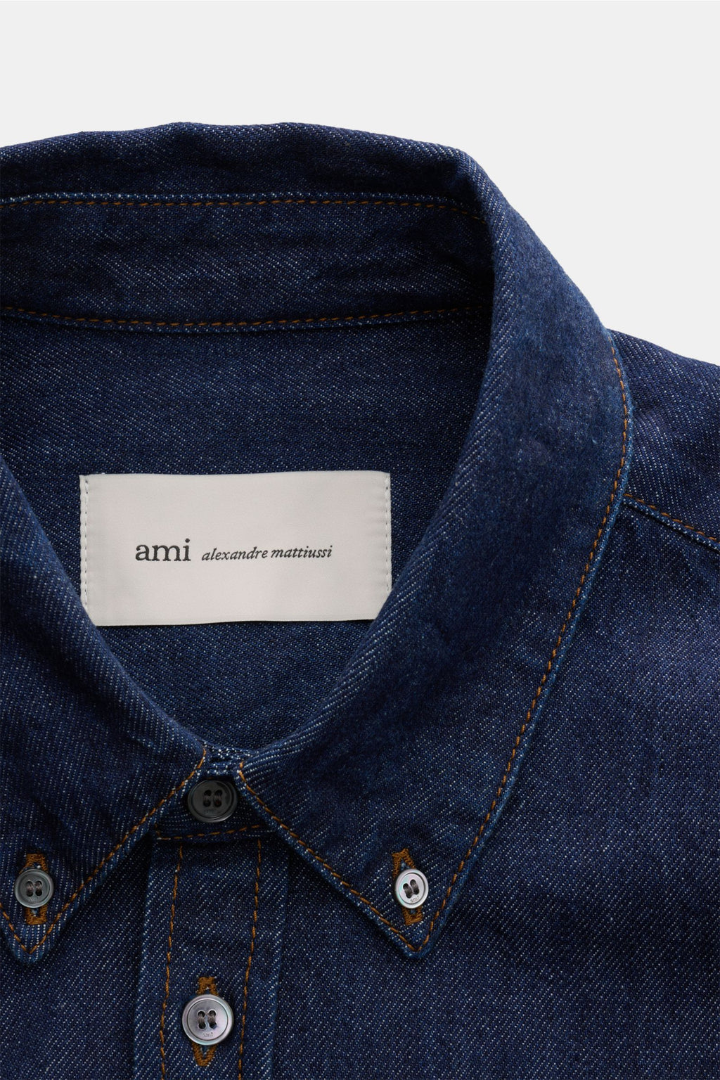 Ami Paris Denim shirt button-down collar - navy