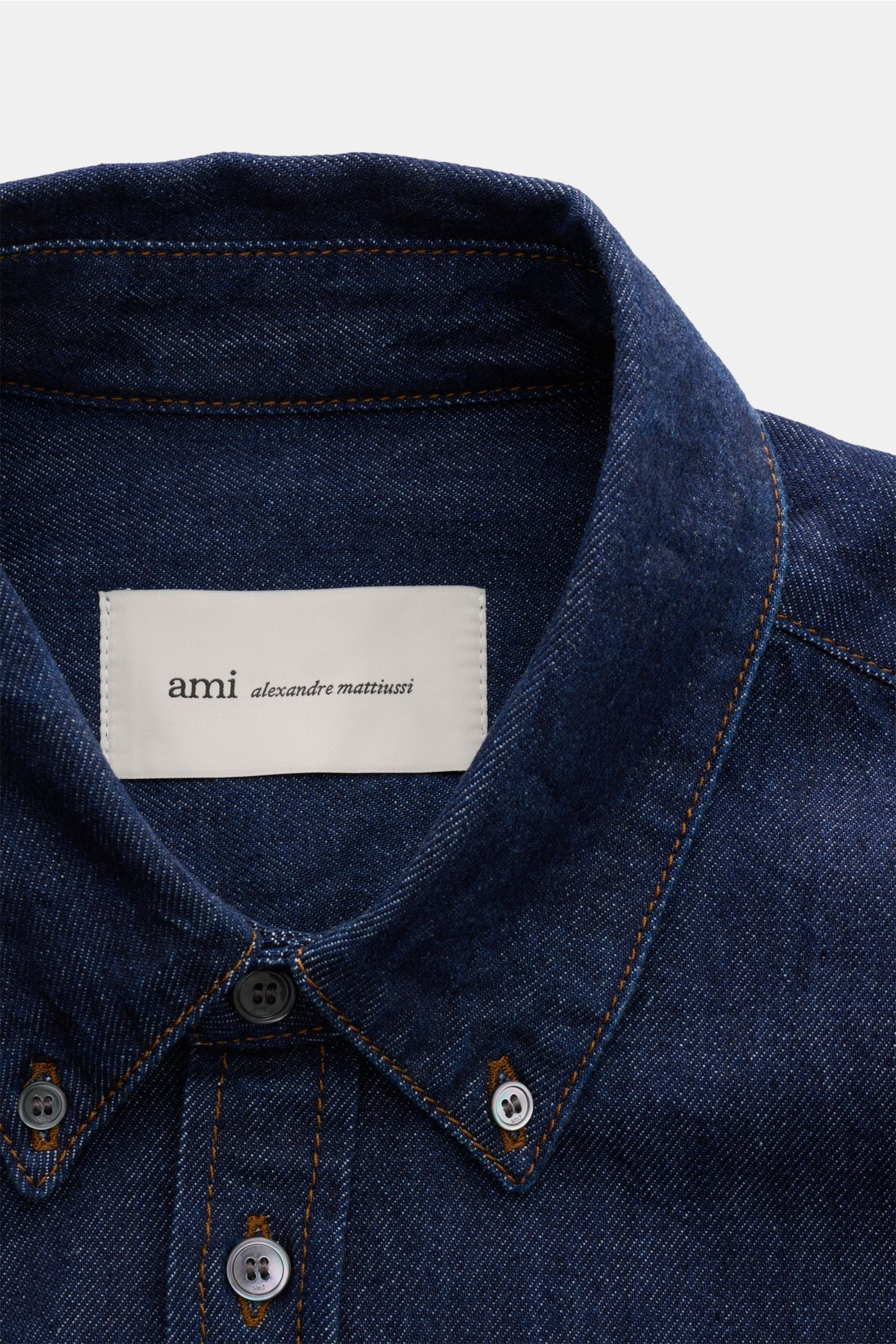 Ami Paris Denim shirt button-down collar - navy
