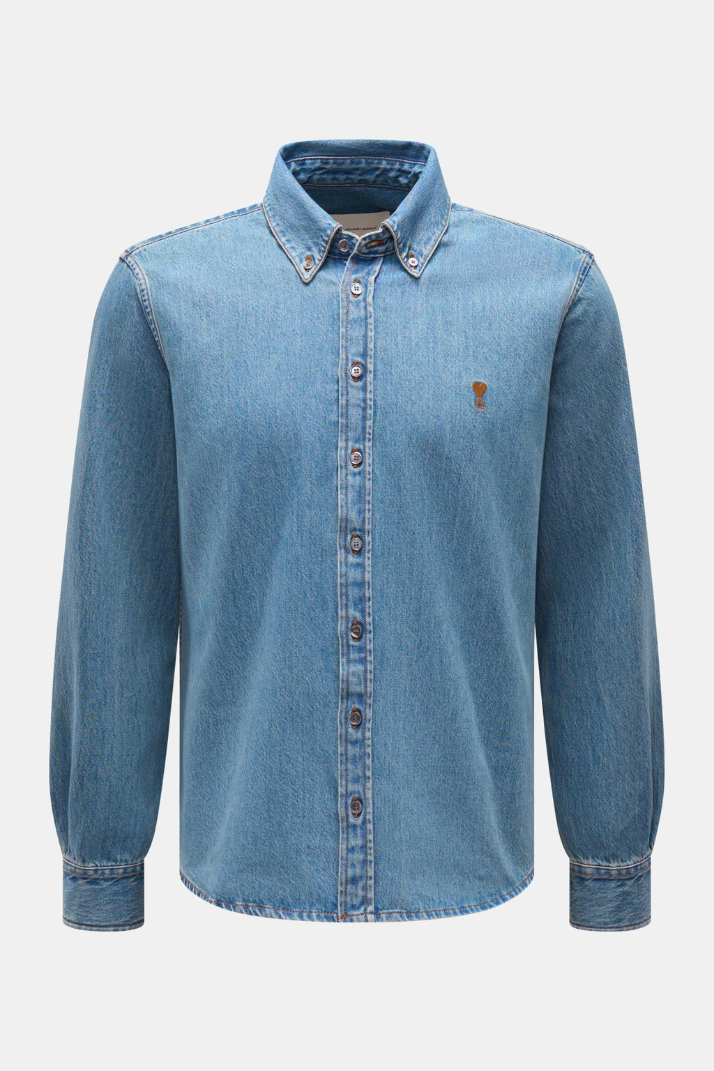 Ami Paris Denim shirt button-down collar smoky - smoky blue