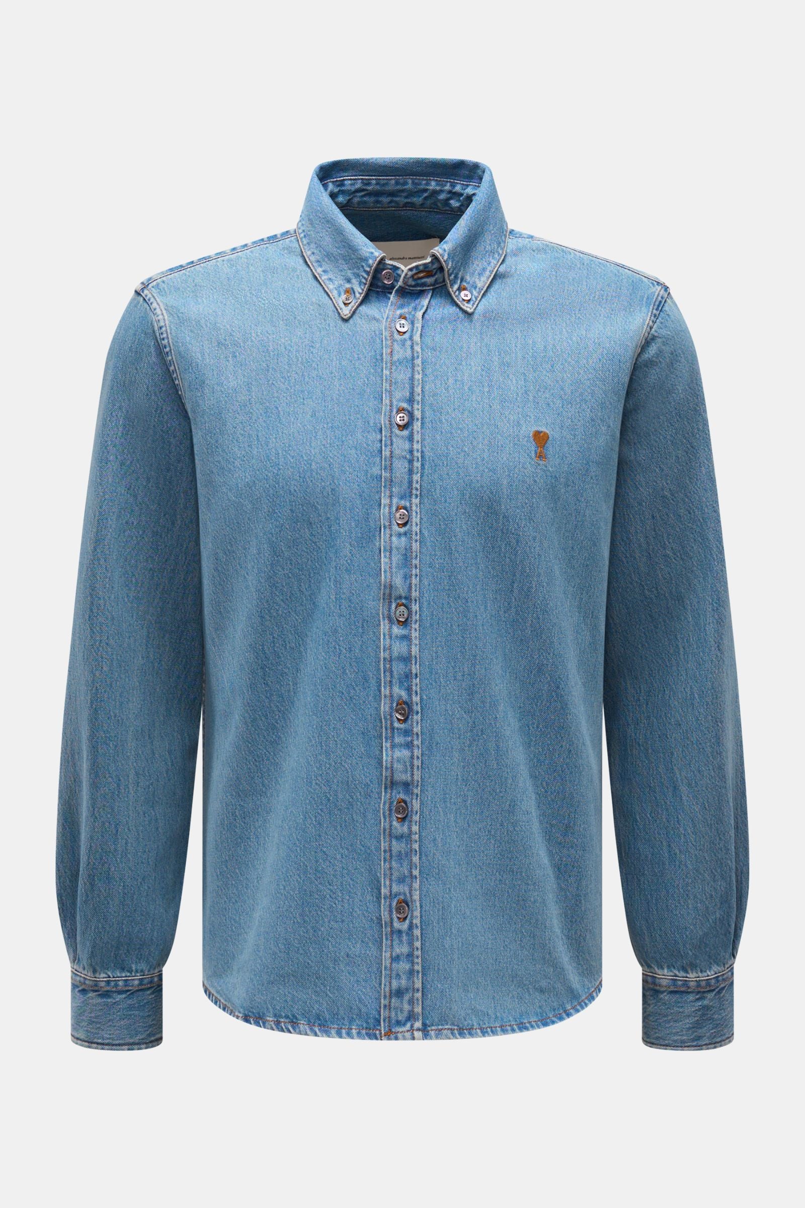Ami Paris Denim shirt button-down collar smoky - smoky blue