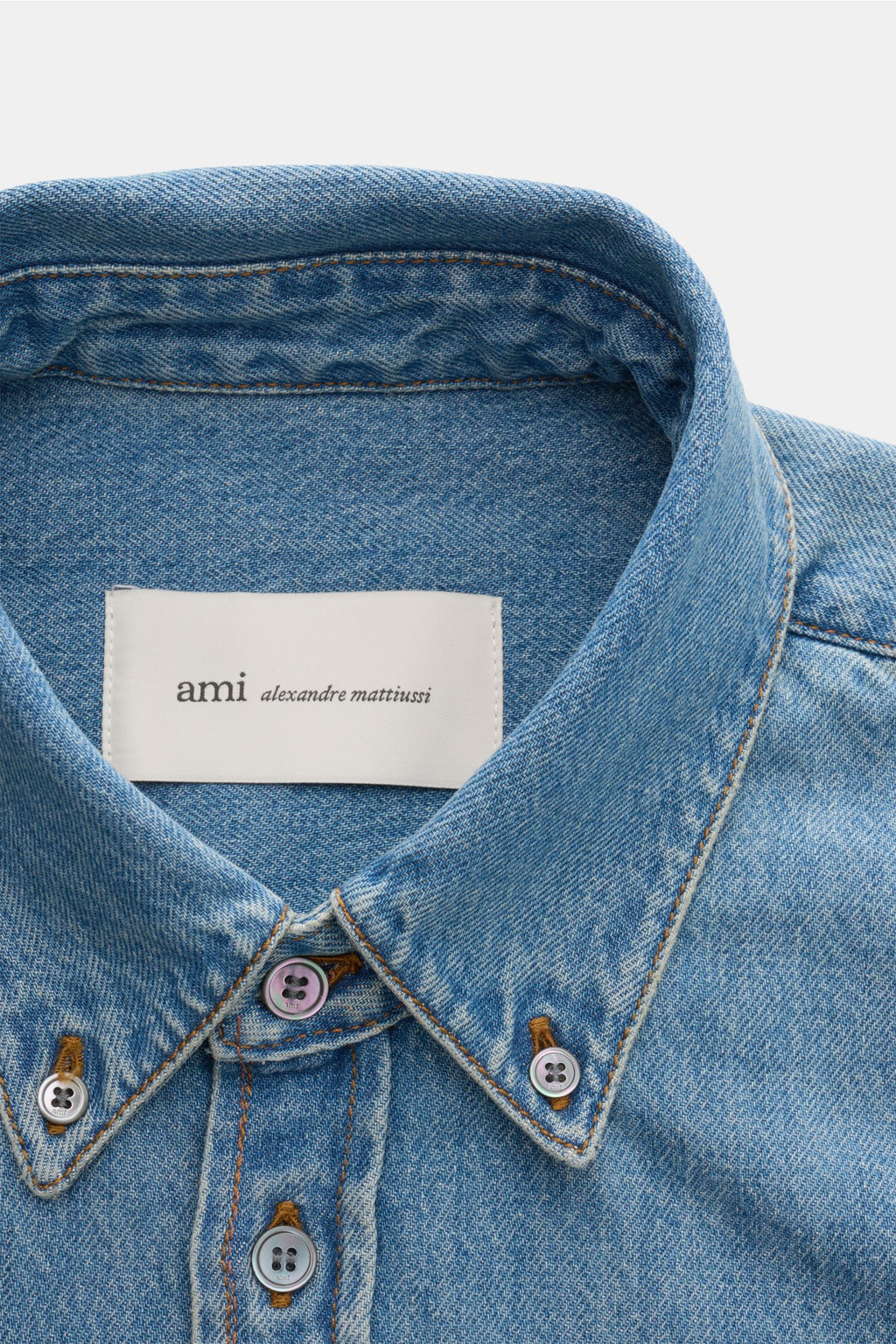 Ami Paris Denim shirt button-down collar smoky - smoky blue