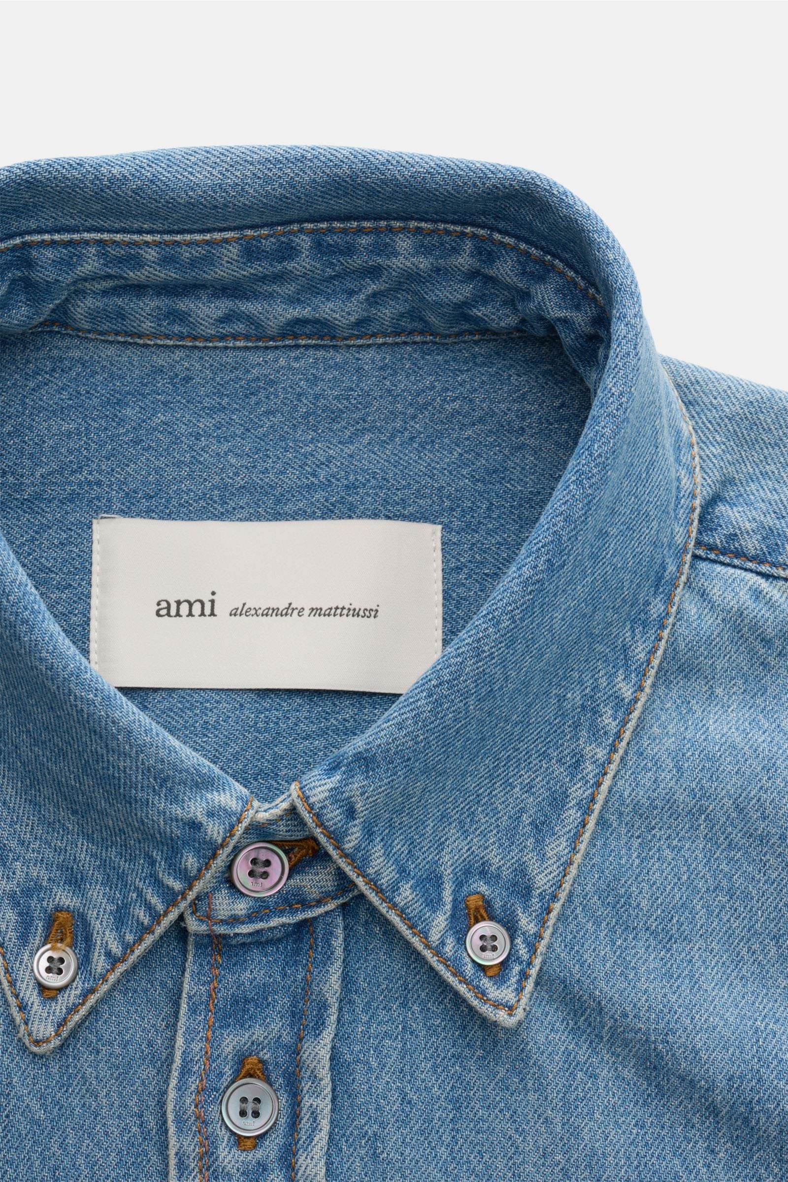 Ami Paris Denim shirt button-down collar smoky - smoky blue