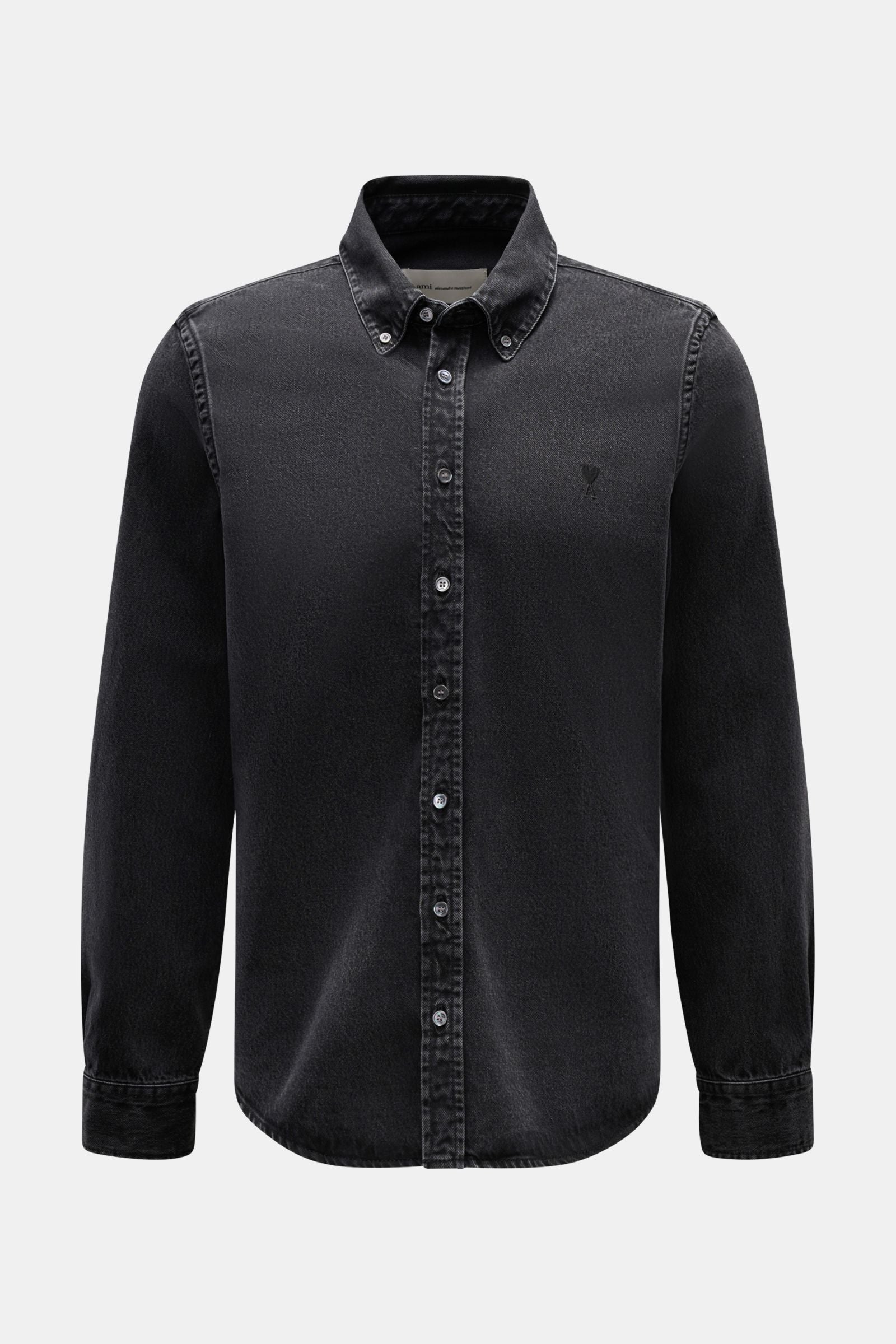Ami Paris Denim shirt button-down collar - dark grey