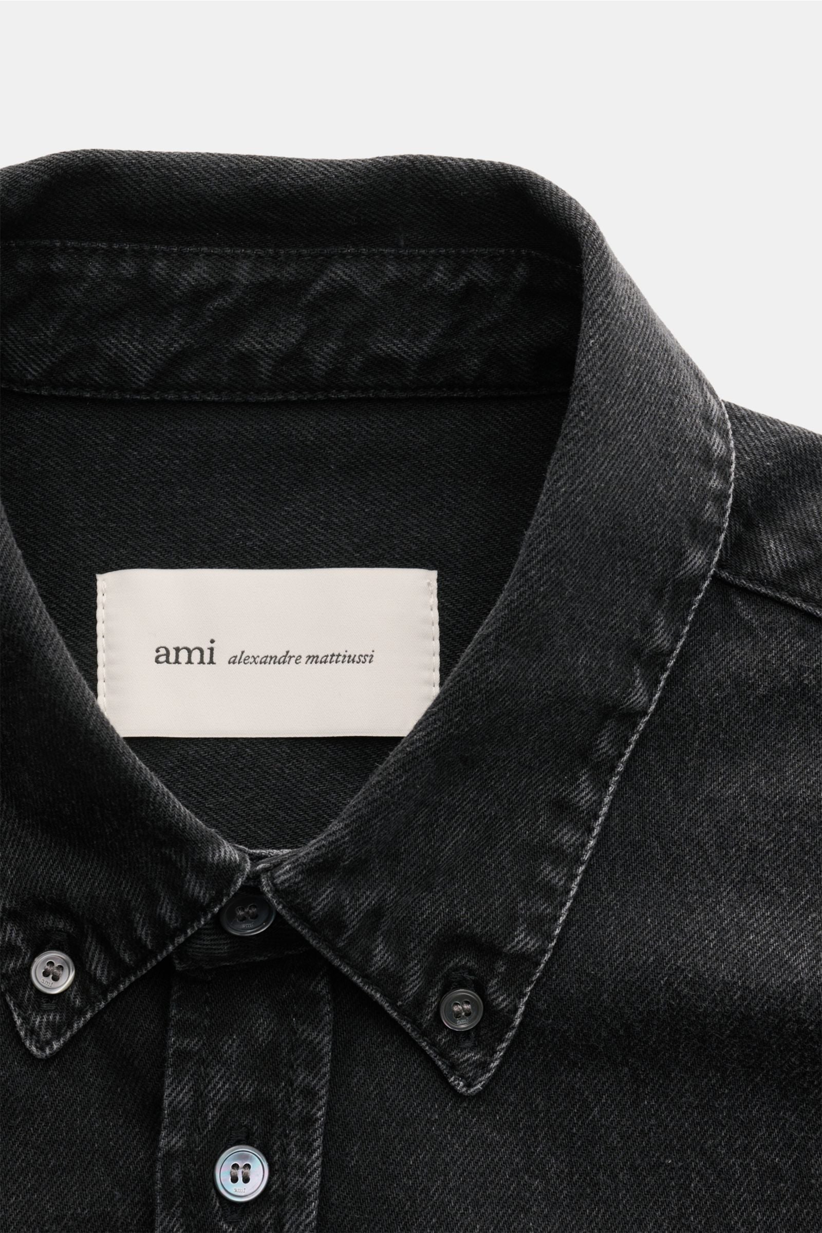 Ami Paris Denim shirt button-down collar - dark grey