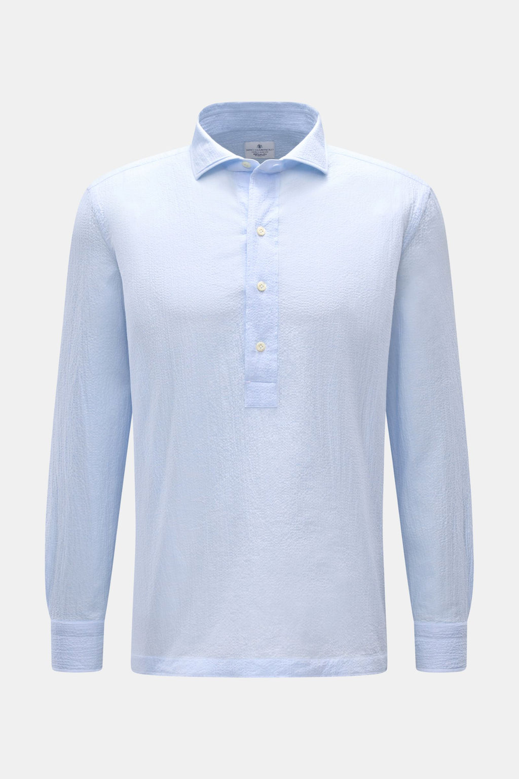 Giampaolo Seersucker popover shirt shark collar - Light blue