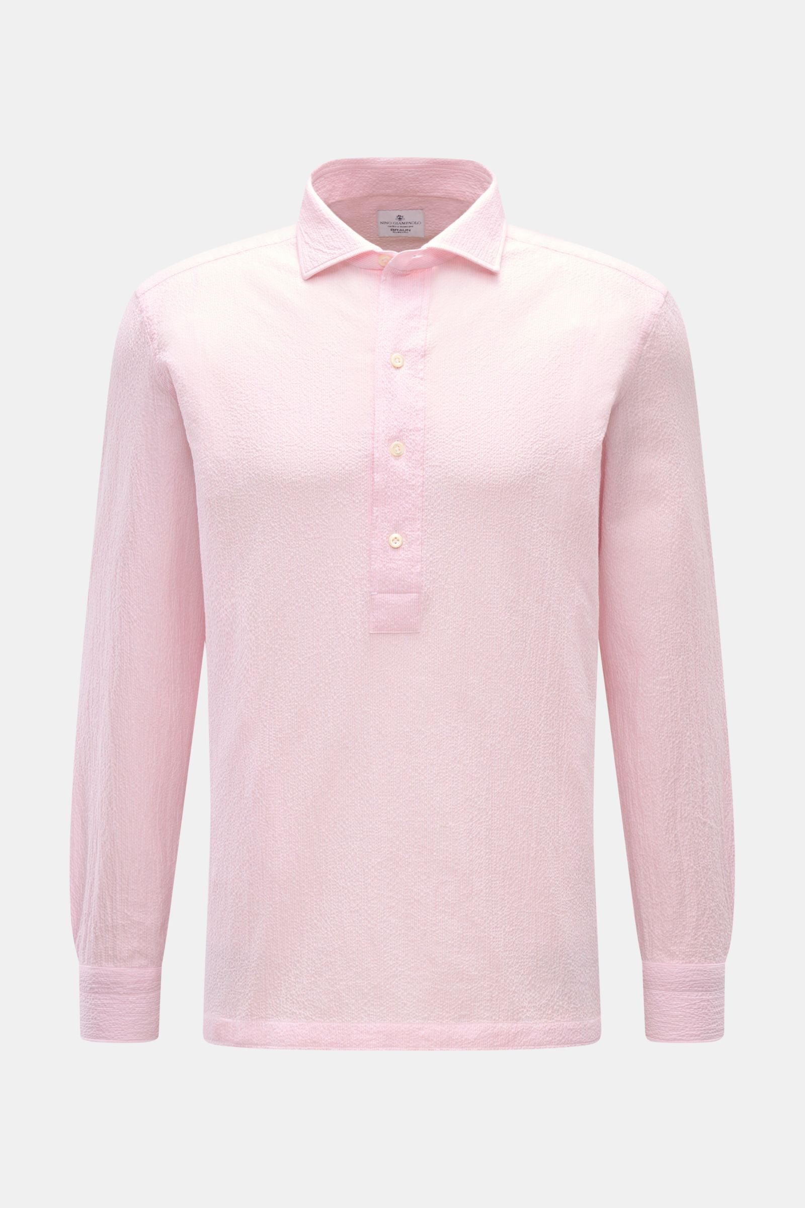 Giampaolo Seersucker popover shirt shark collar - Rose