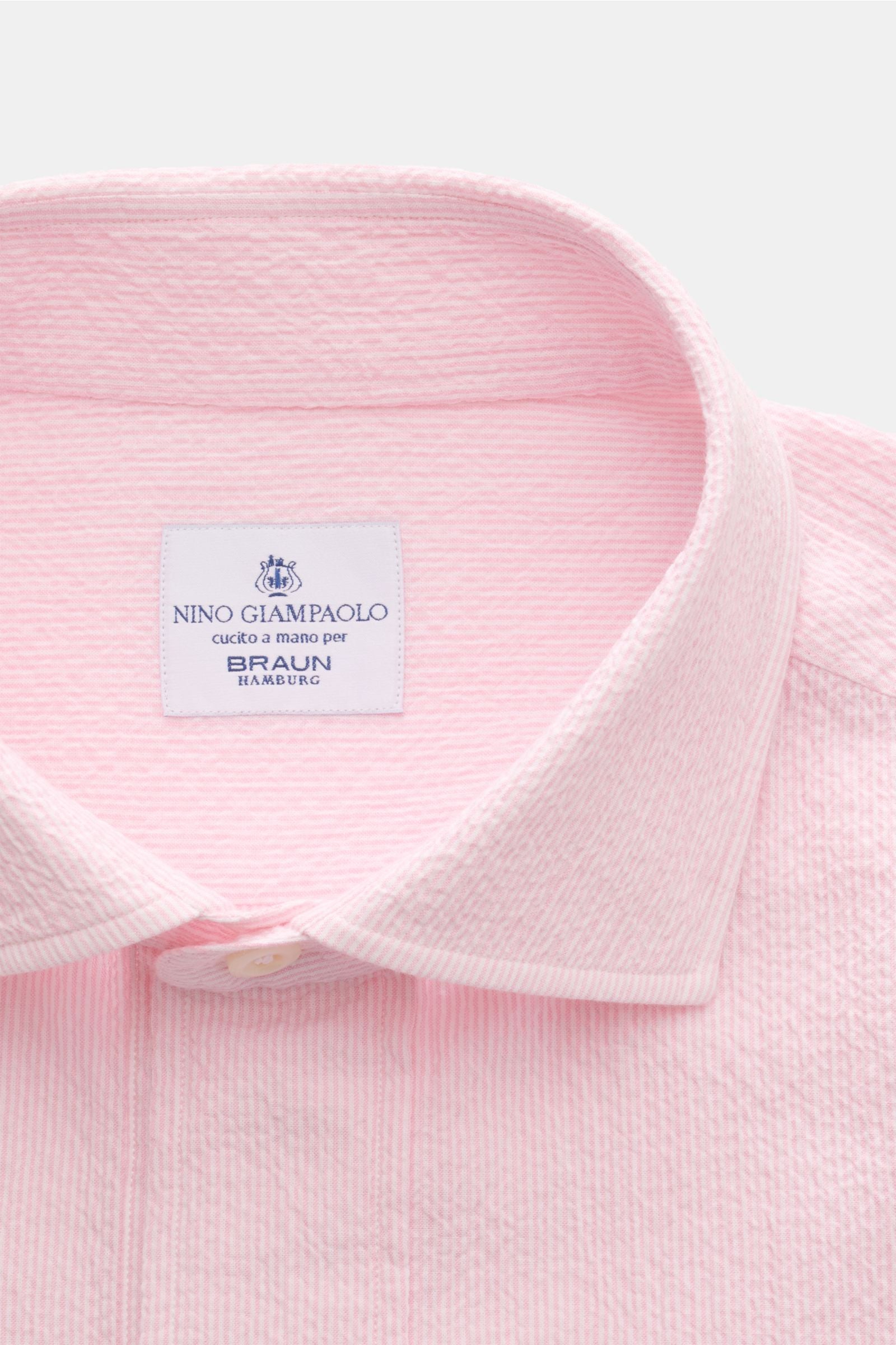 Giampaolo Seersucker popover shirt shark collar - Rose