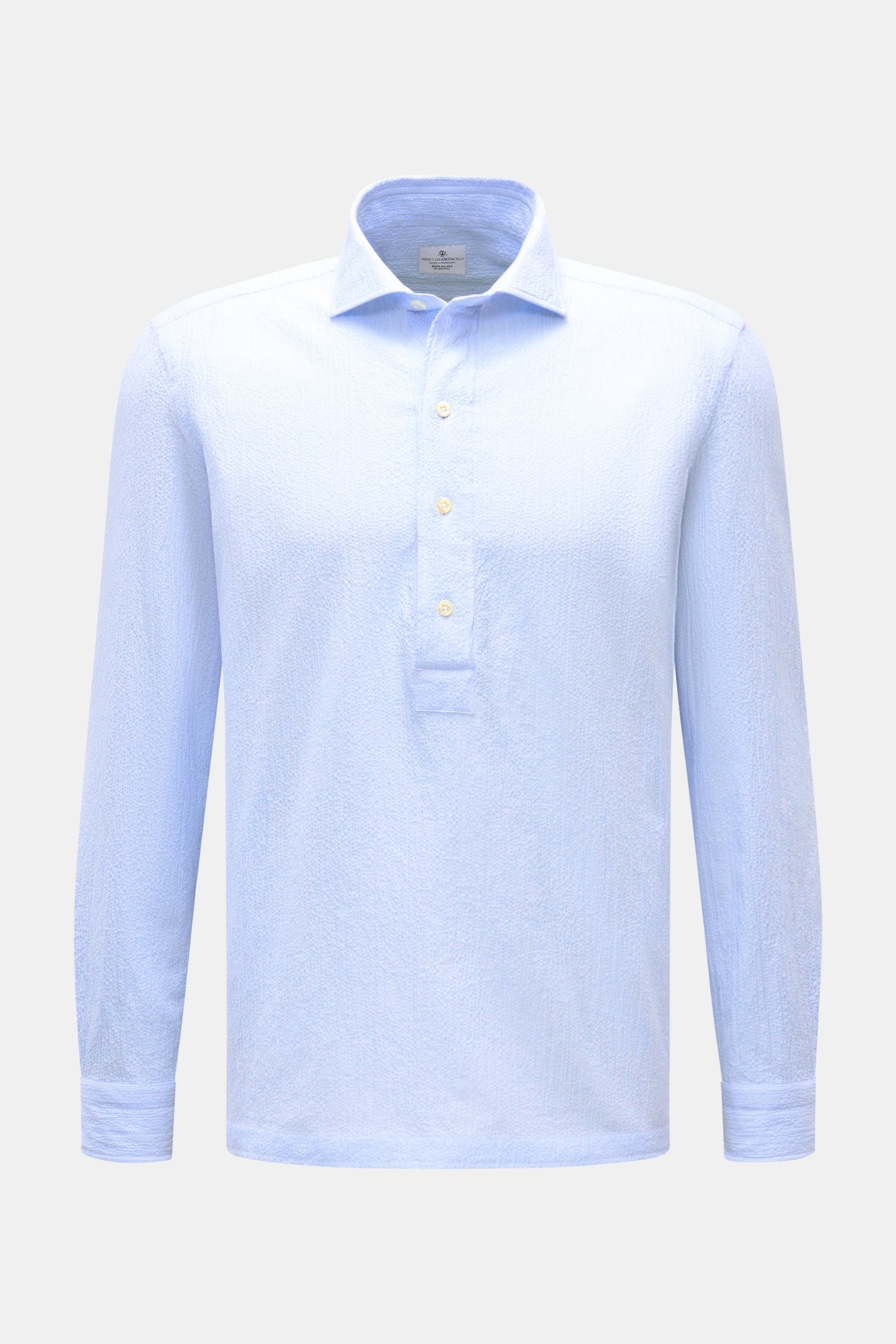 Giampaolo Seersucker popover shirt shark collar - striped